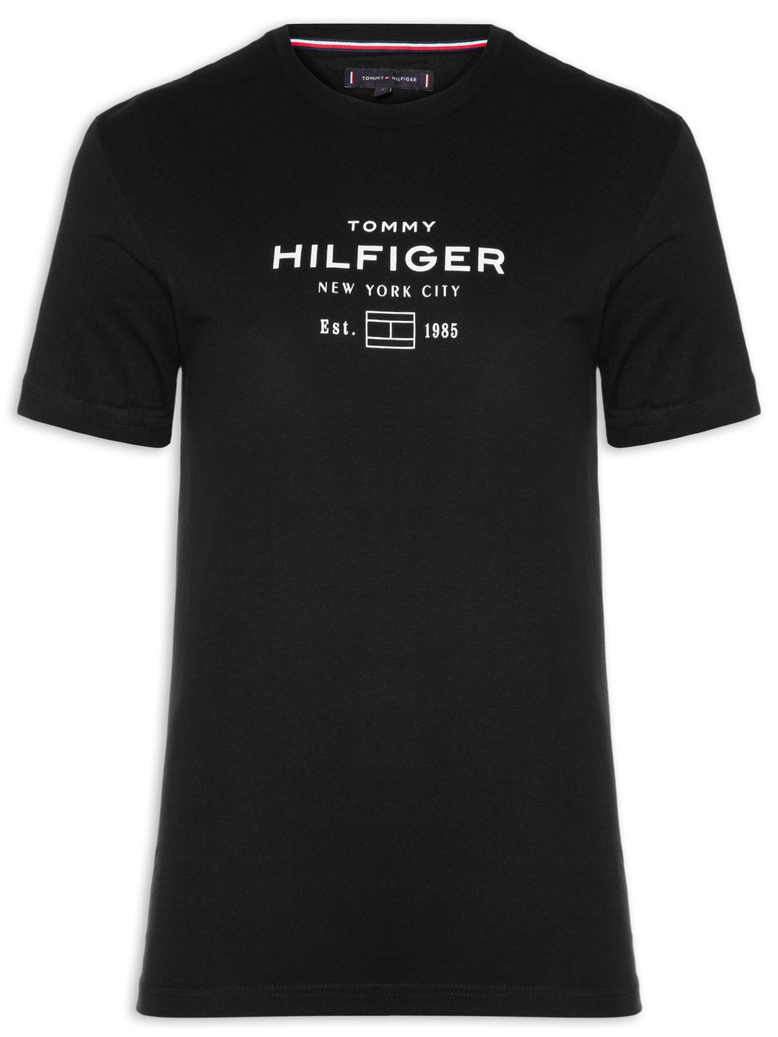  Camiseta Masculina Regular Fit Stack Graphic Preto Tommy Hilfiger