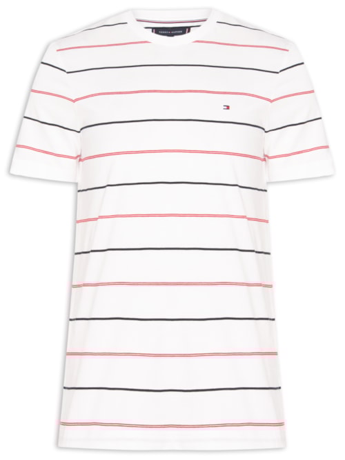 Camiseta Masculina Regular Fit Stripe Em Algodão – Branco