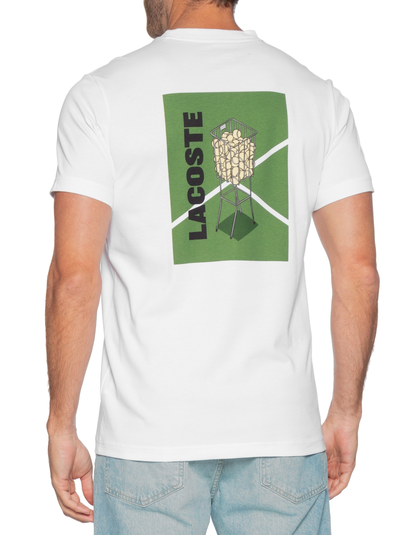 Camiseta Masculina Regular Fit Tech Jersey Heritage branco Lacoste