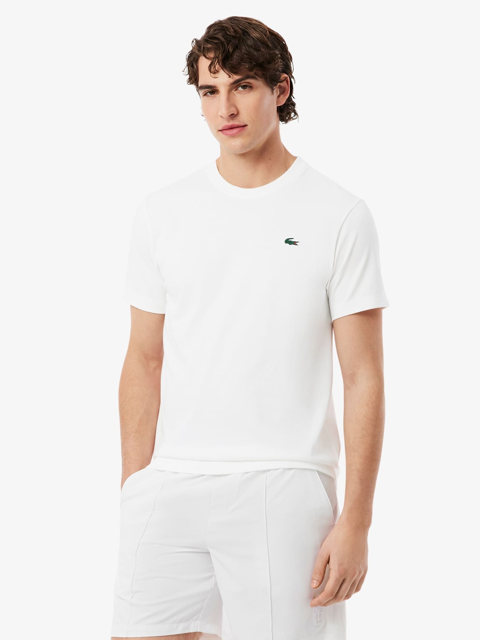 Camiseta Masculina Regular Fit Tech Jersey Heritage branco Lacoste