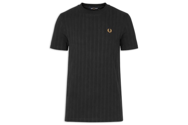Camiseta Masculina Regular Fit Textura Em Piquet Stripe - Preto