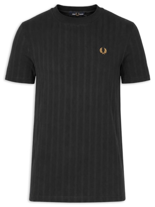 Camiseta Masculina Regular Fit Textura Em Piquet Stripe – Preto