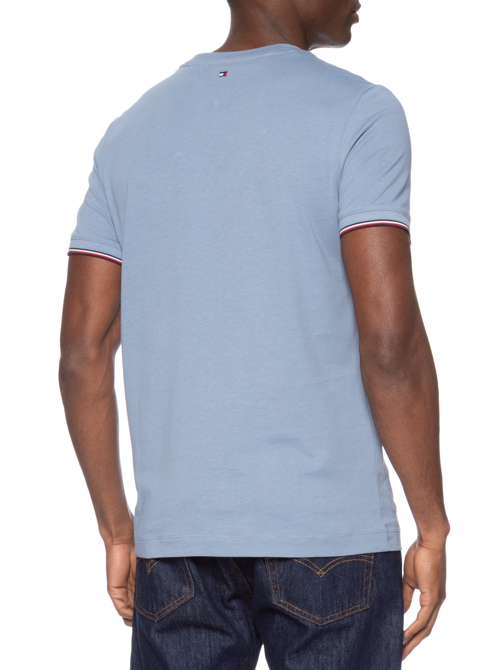 Camiseta Masculina Regular Fit Tipped Com Friso Azul Tommy Hilfiger
