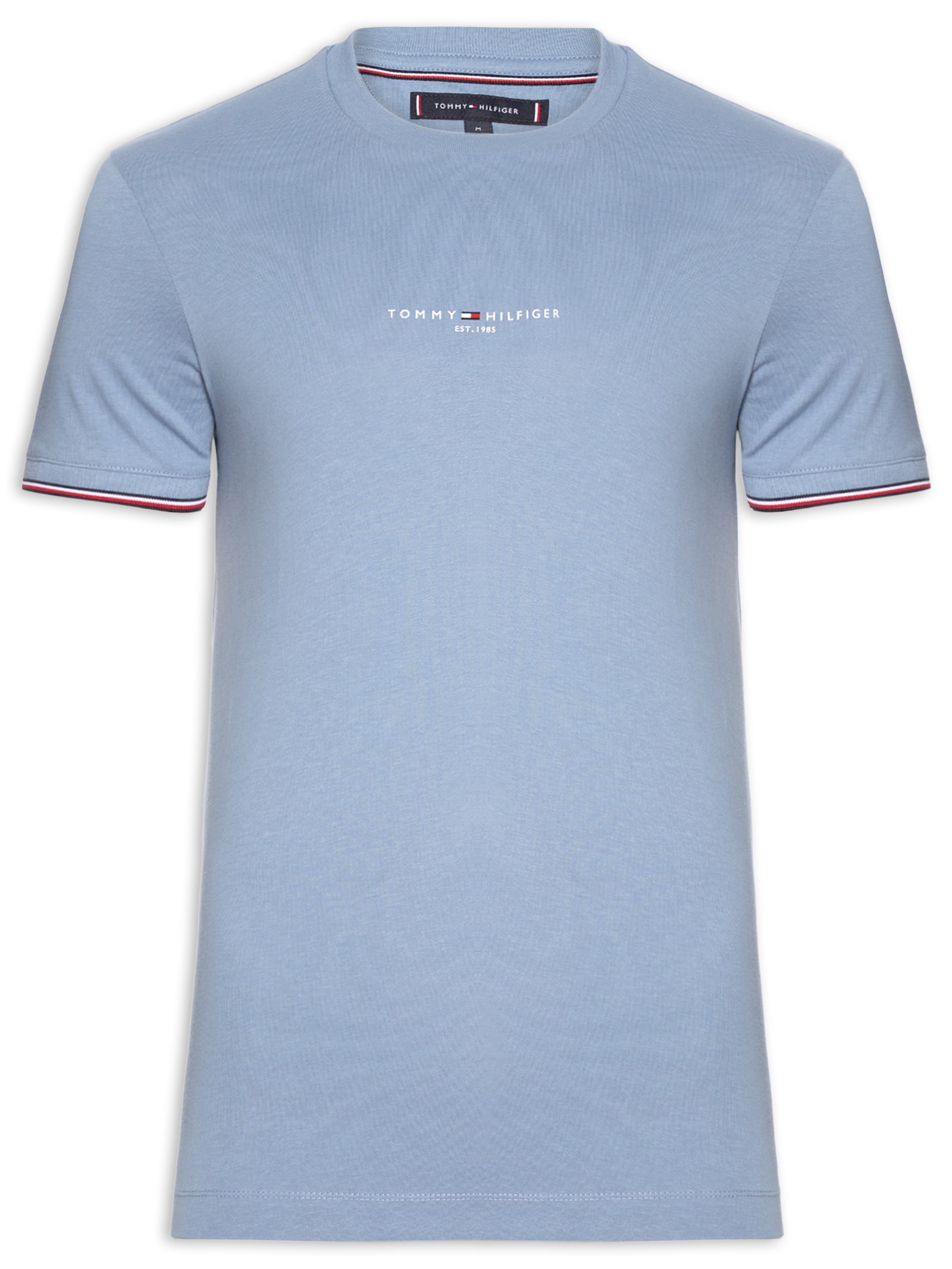 Camiseta Masculina Regular Fit Tipped Com Friso Azul Tommy Hilfiger
