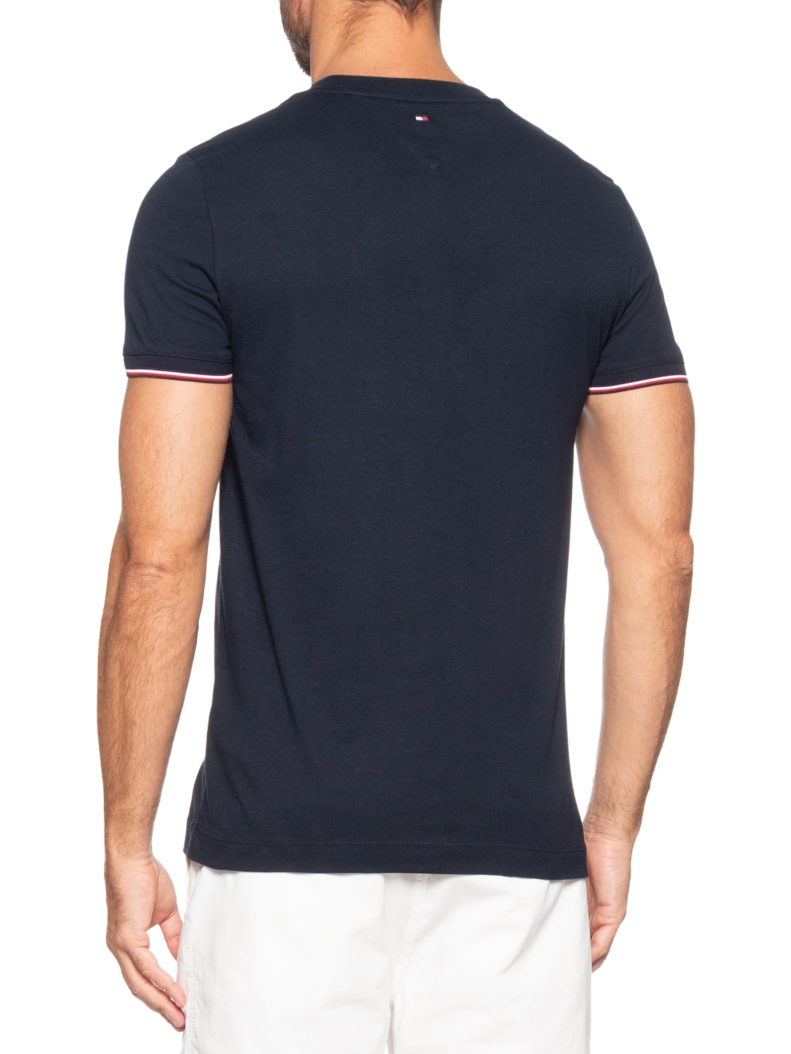 Camiseta Masculina Regular Fit Tipped Com Friso Azul Tommy Hilfiger