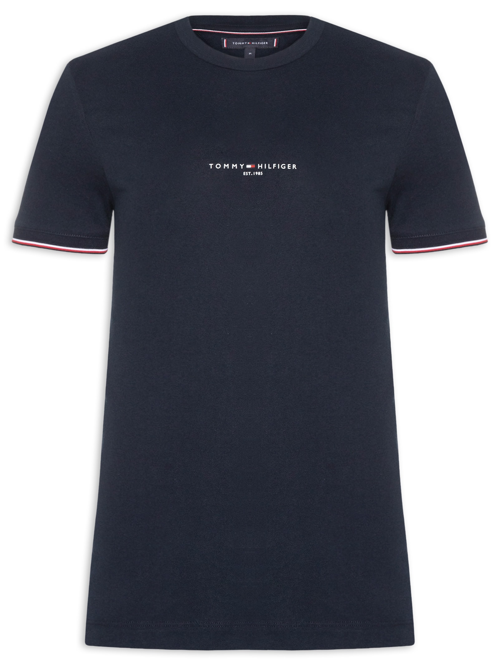 Camiseta Masculina Regular Fit Tipped Com Friso Azul Tommy Hilfiger