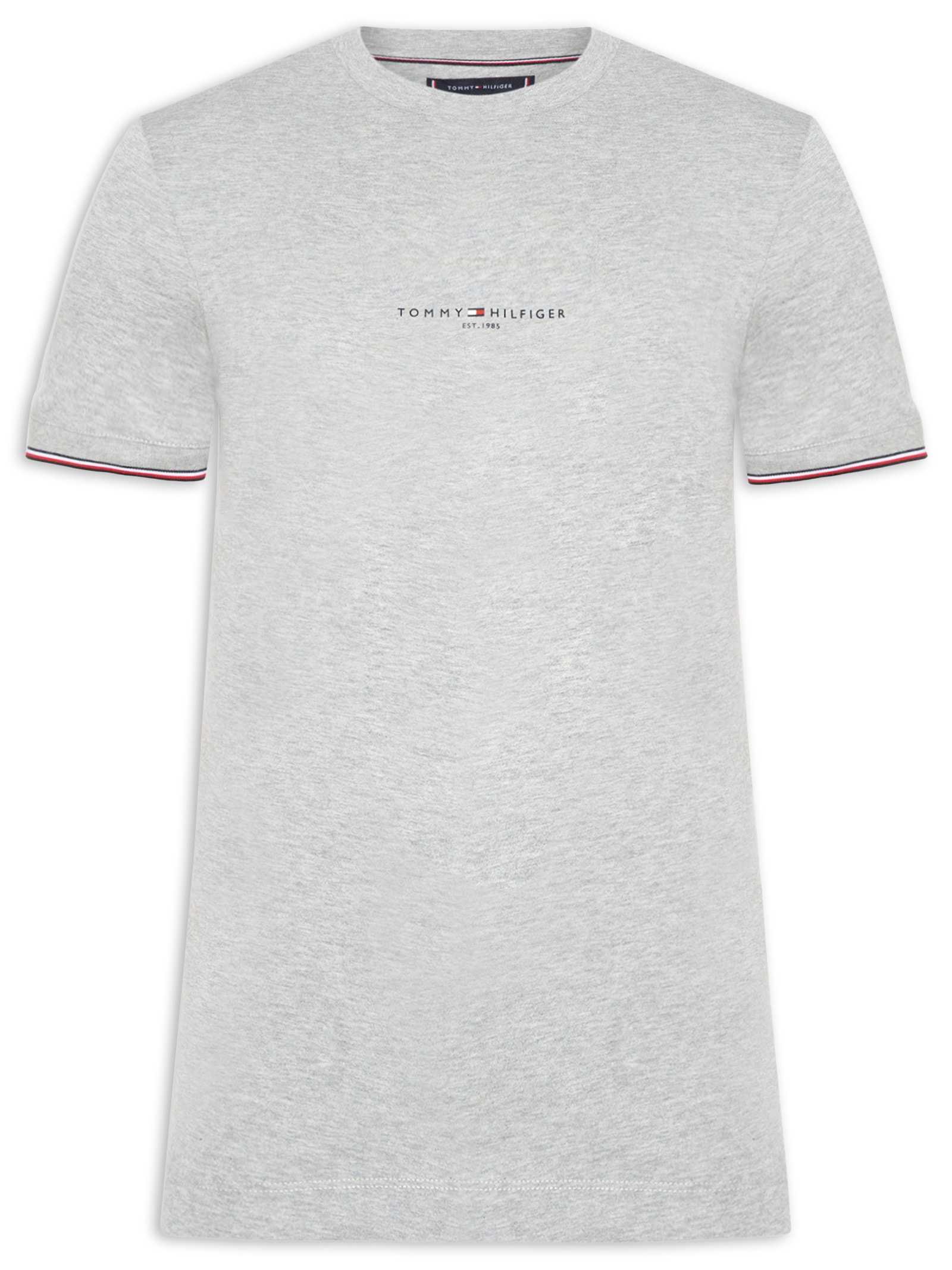 Camiseta Masculina Regular Fit Tipped Com Friso Cinza Tommy Hilfiger