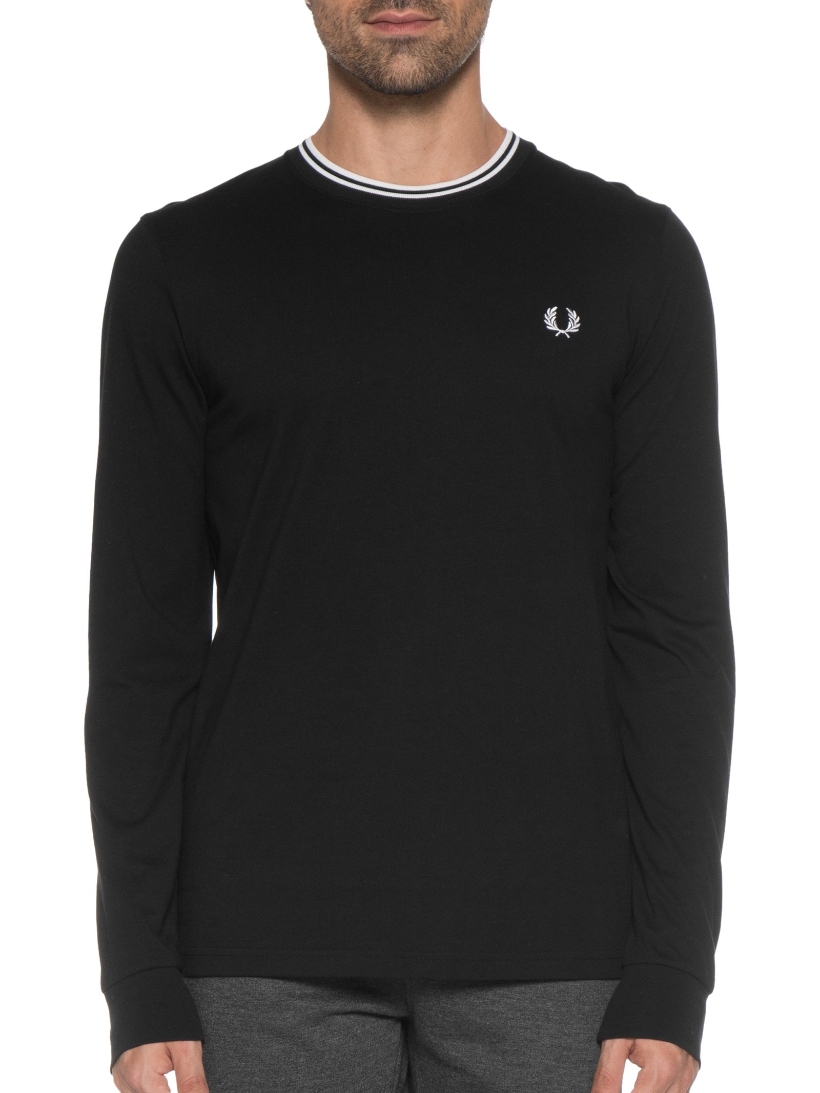 Camiseta Masculina Regular Fit Twin Tipped Em Algodão Preto Fred Perry