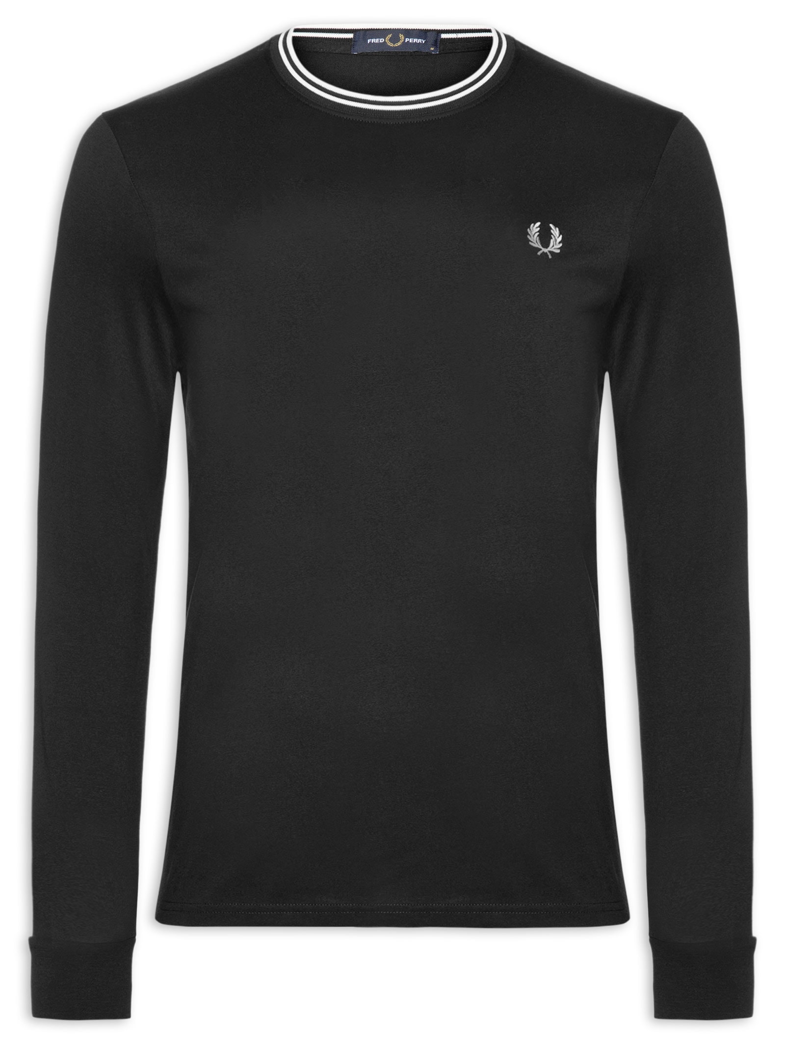 Camiseta Masculina Regular Fit Twin Tipped Em Algodão Preto Fred Perry