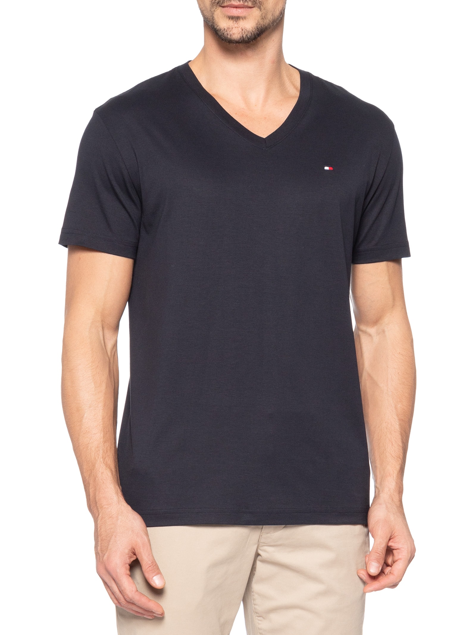Camiseta Masculina Regular Fit V-Nk Pima Cotton Azul Tommy Hilfiger