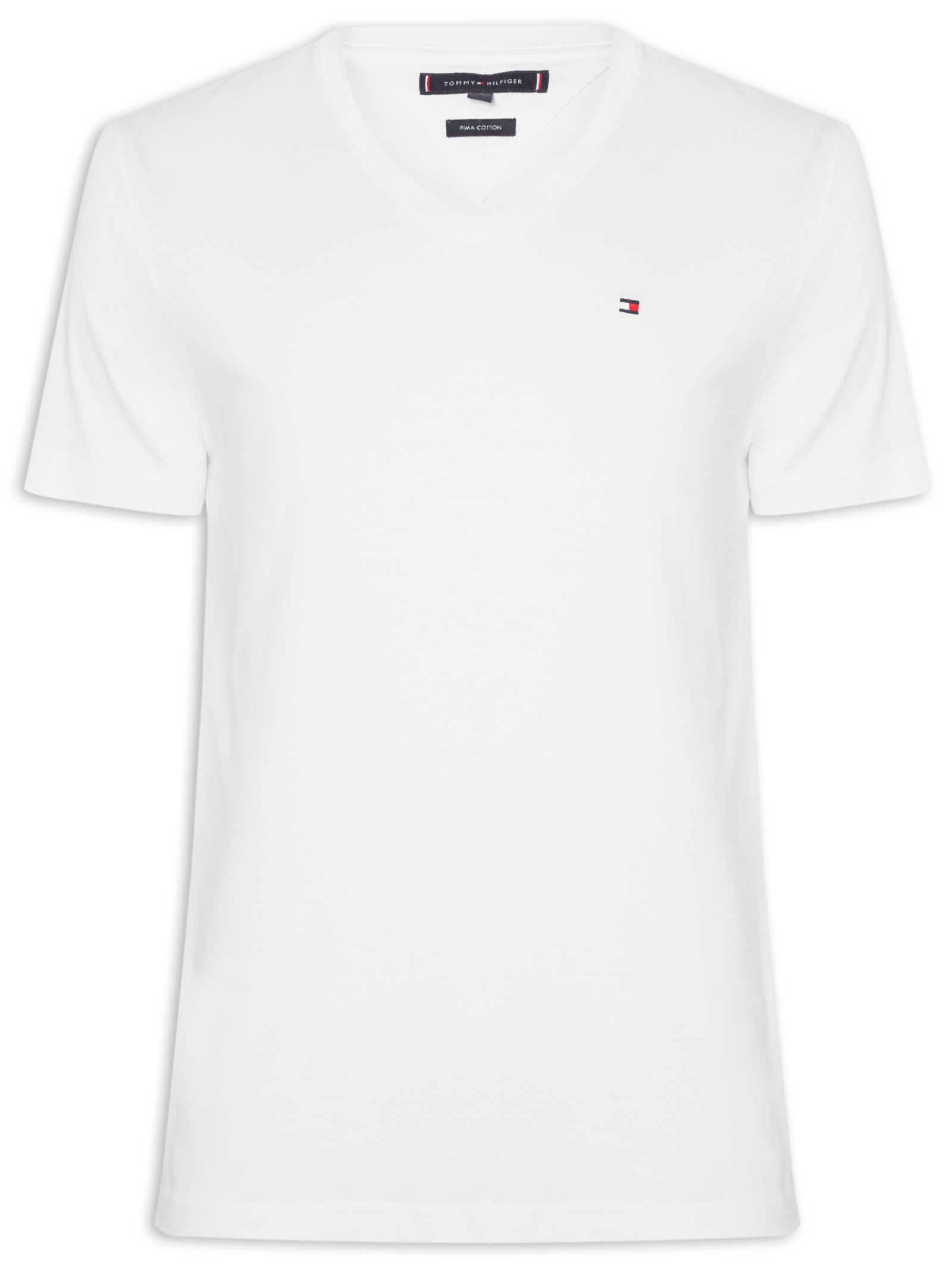 Camiseta Masculina Regular Fit V-Nk Pima Cotton Branco Tommy Hilfiger