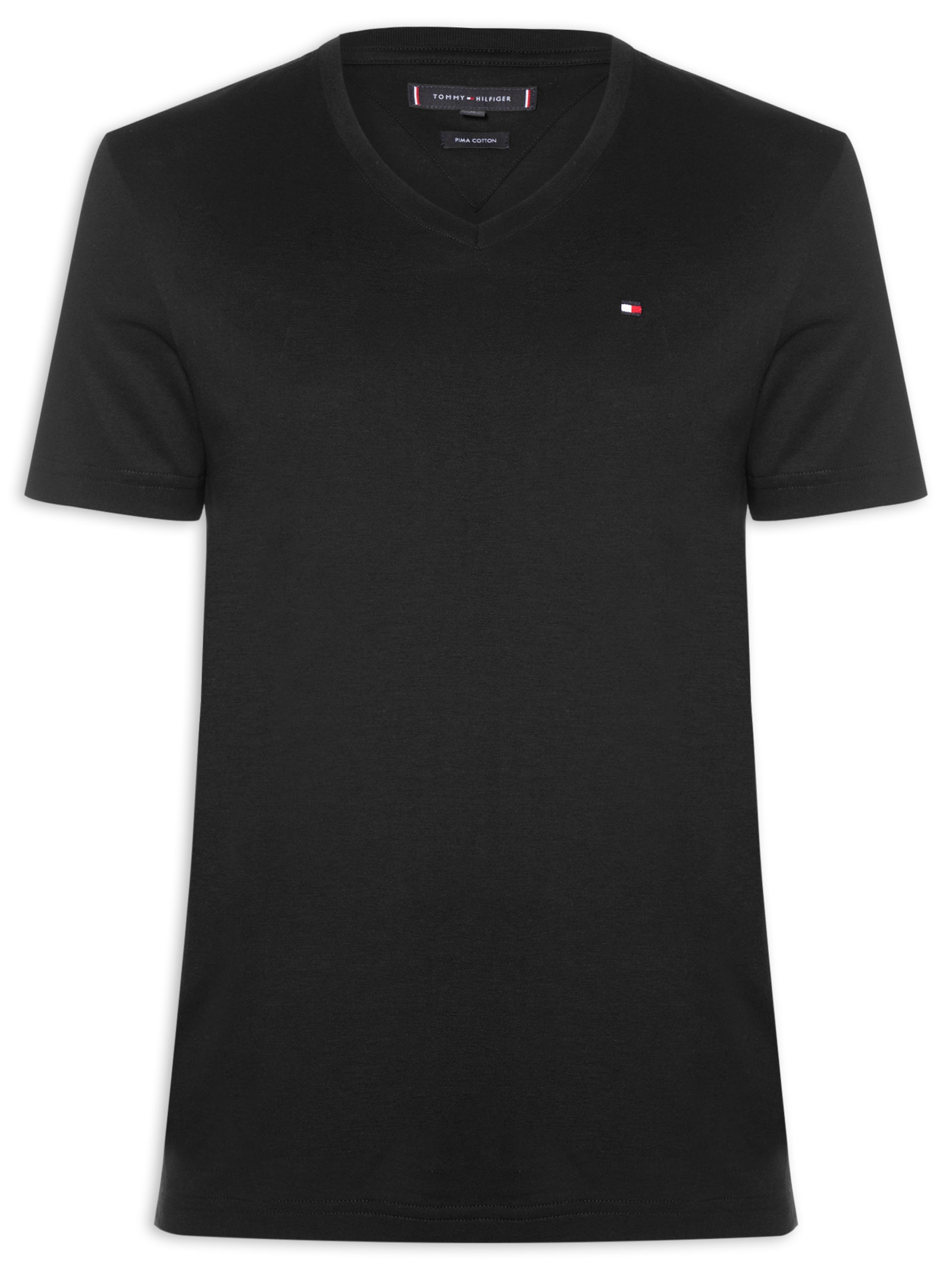 Camiseta Masculina Regular Fit V-Nk Pima Cotton Preto Tommy Hilfiger