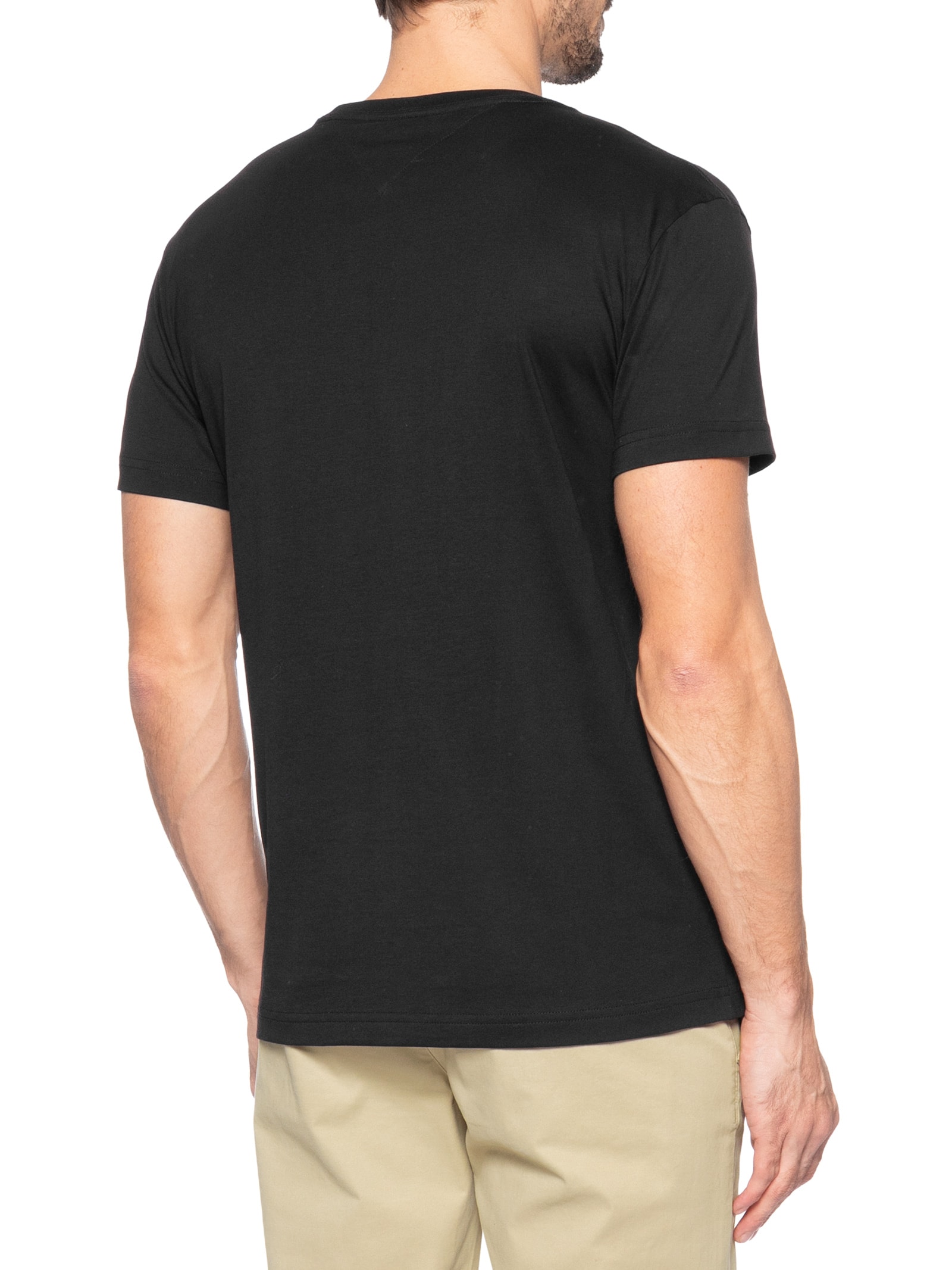 Camiseta Masculina Regular Fit V-Nk Pima Cotton Preto Tommy Hilfiger