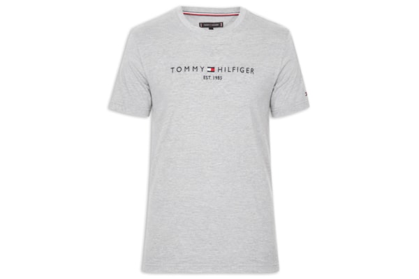 Camiseta Masculina Regular Gola Careca Com Logo - Cinza
