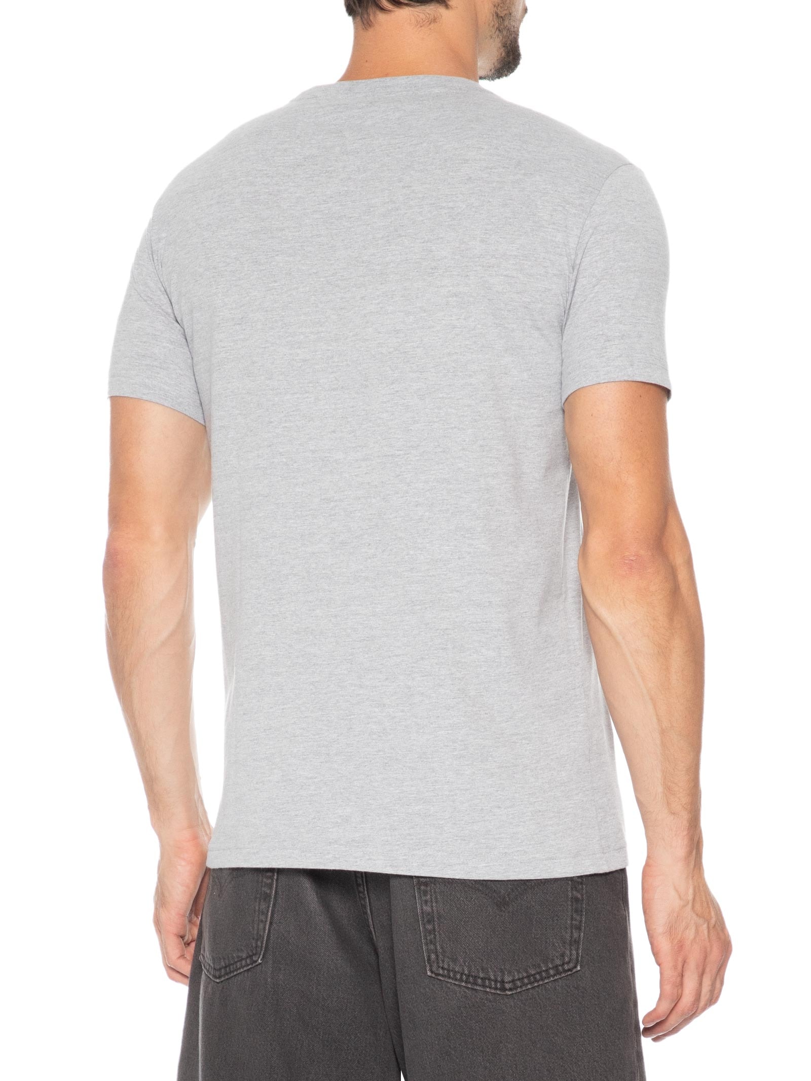 Camiseta Masculina Regular Gola Careca Com Logo Cinza Tommy Hilfiger