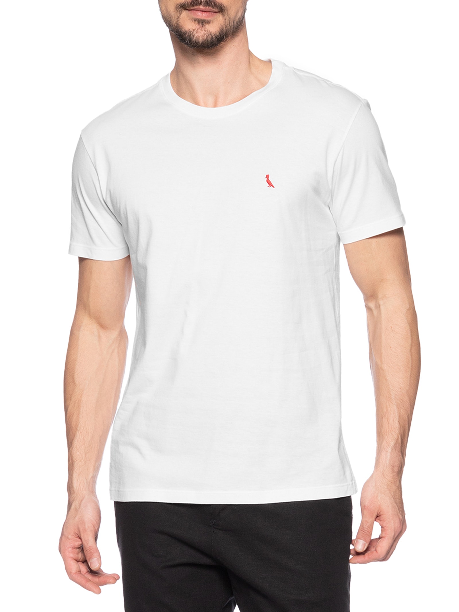 ?Camiseta Masculina Regular Pica Pau Vermelho Branco  Reserva
