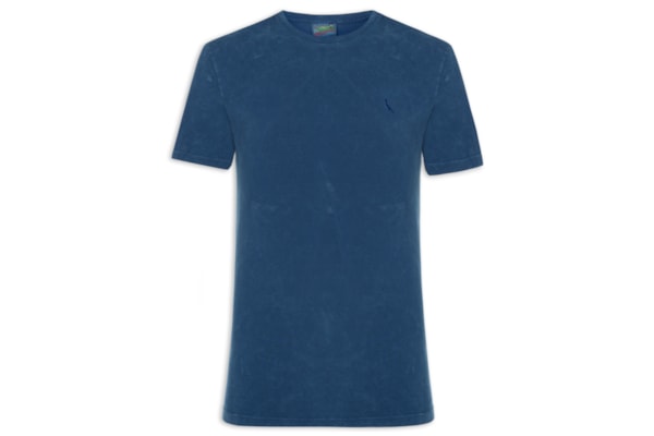 Camiseta Masculina Regular Piquet Marmorizado - Azul