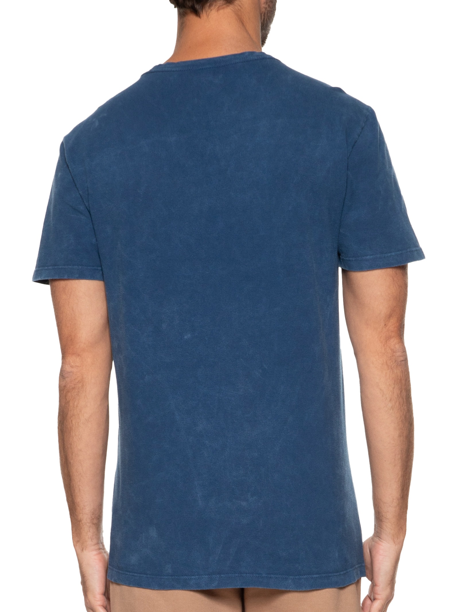 Camiseta Masculina Regular Piquet Marmorizado Azul Reserva
