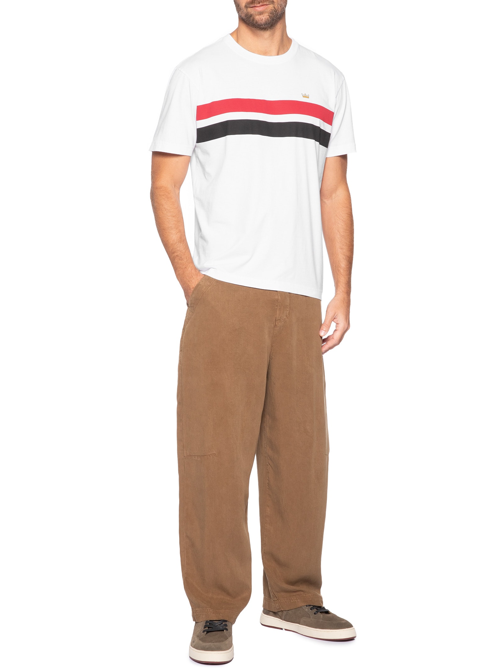 Camiseta Masculina Regular Vintage List Bicolor Branco Osklen