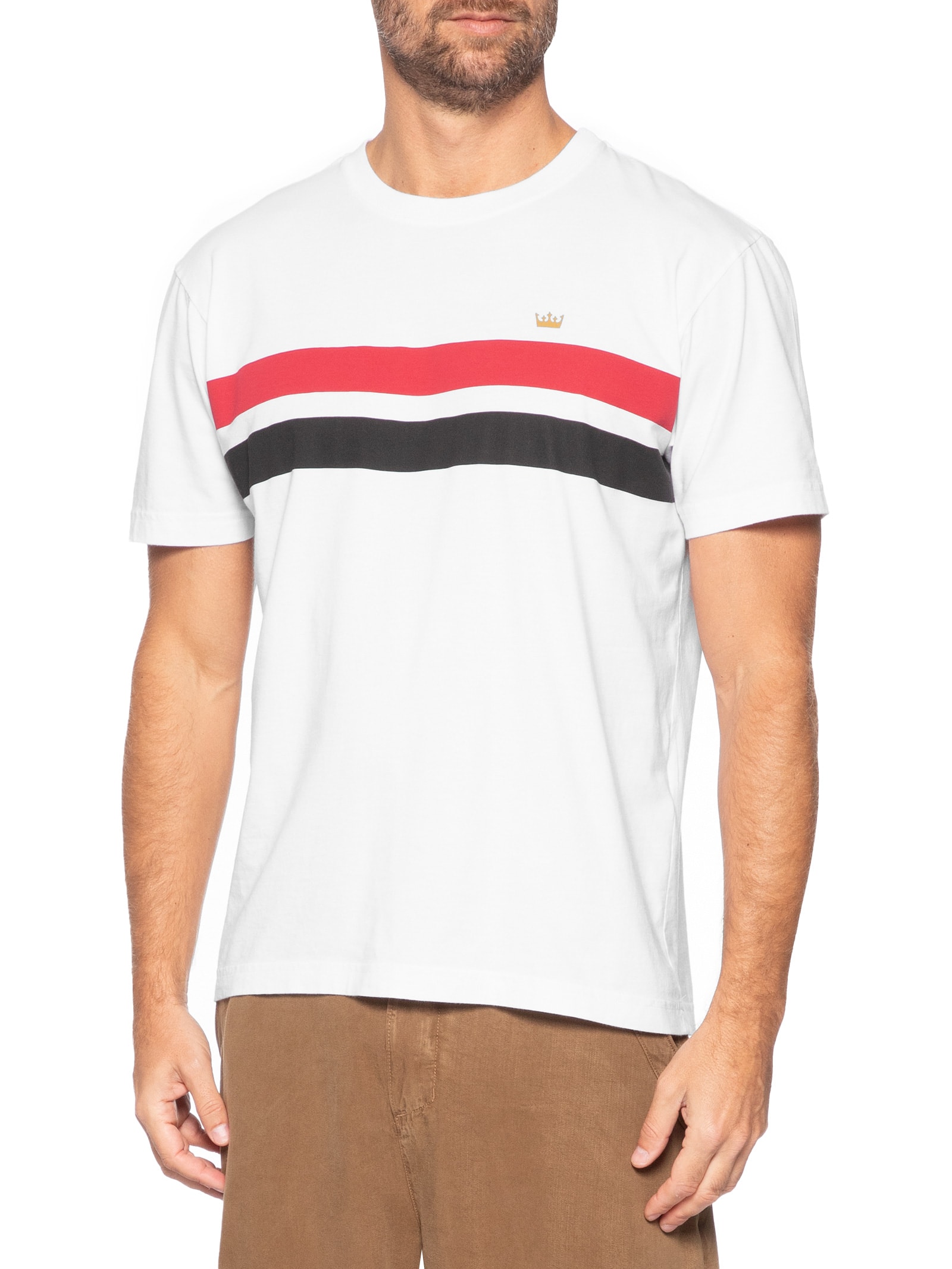 Camiseta Masculina Regular Vintage List Bicolor Branco Osklen