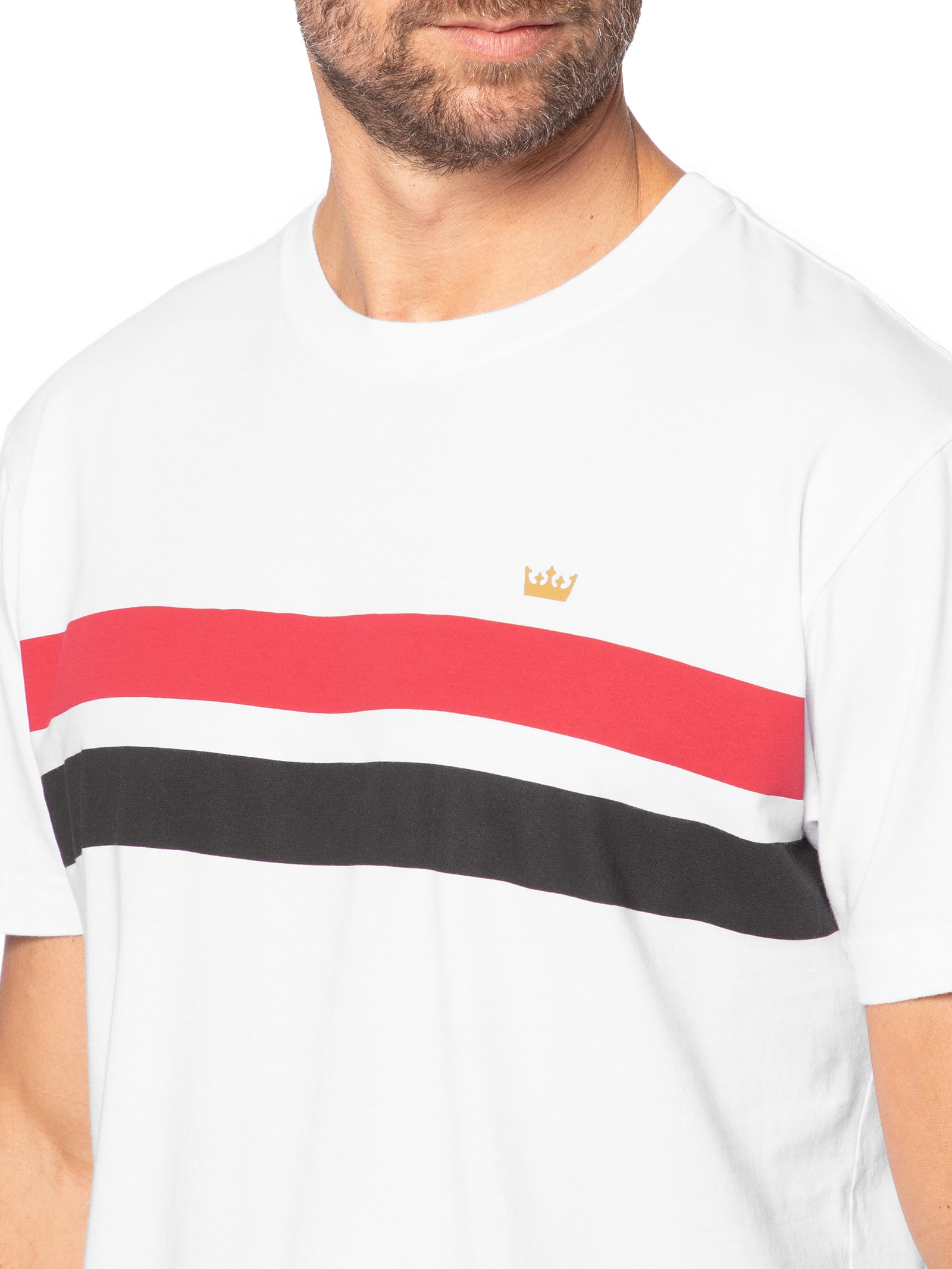 Camiseta Masculina Regular Vintage List Bicolor Branco Osklen