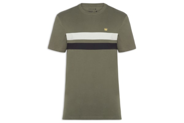Camiseta Masculina Regular Vintage List Bicolor - Verde