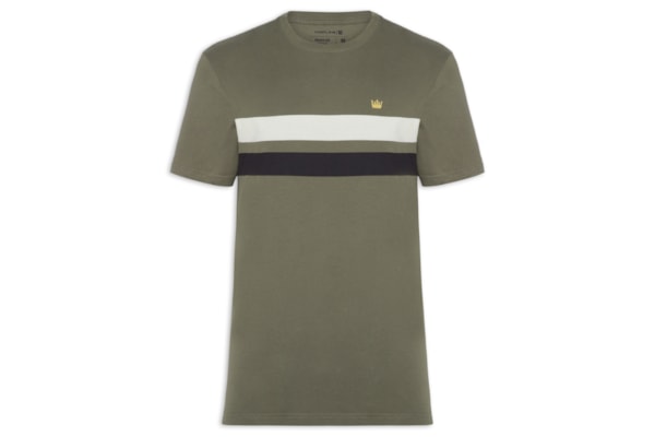 Camiseta Masculina Regular Vintage List Bicolor - Verde