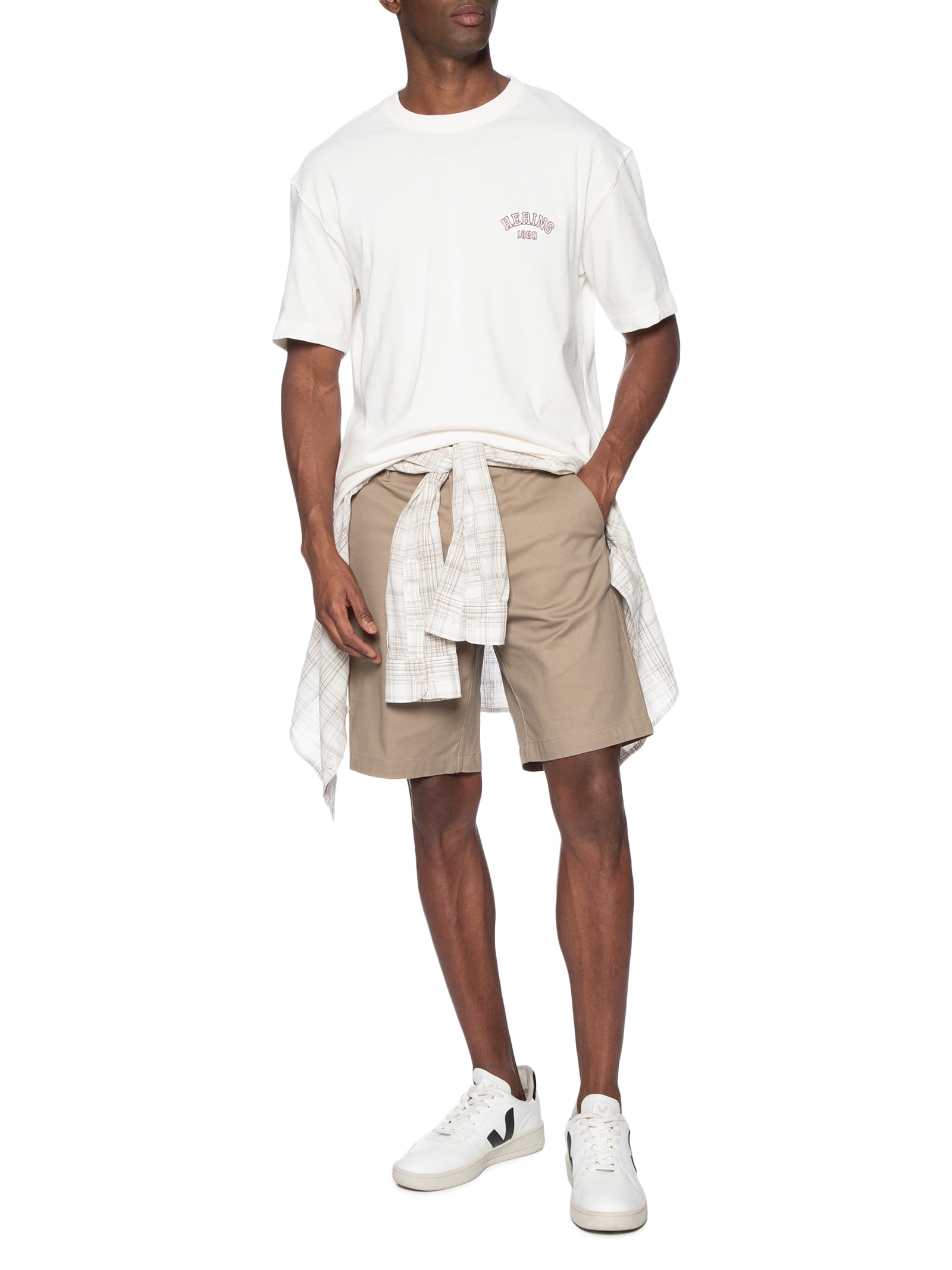 Camiseta Masculina Relaxed Fit Bordado Branco Hering