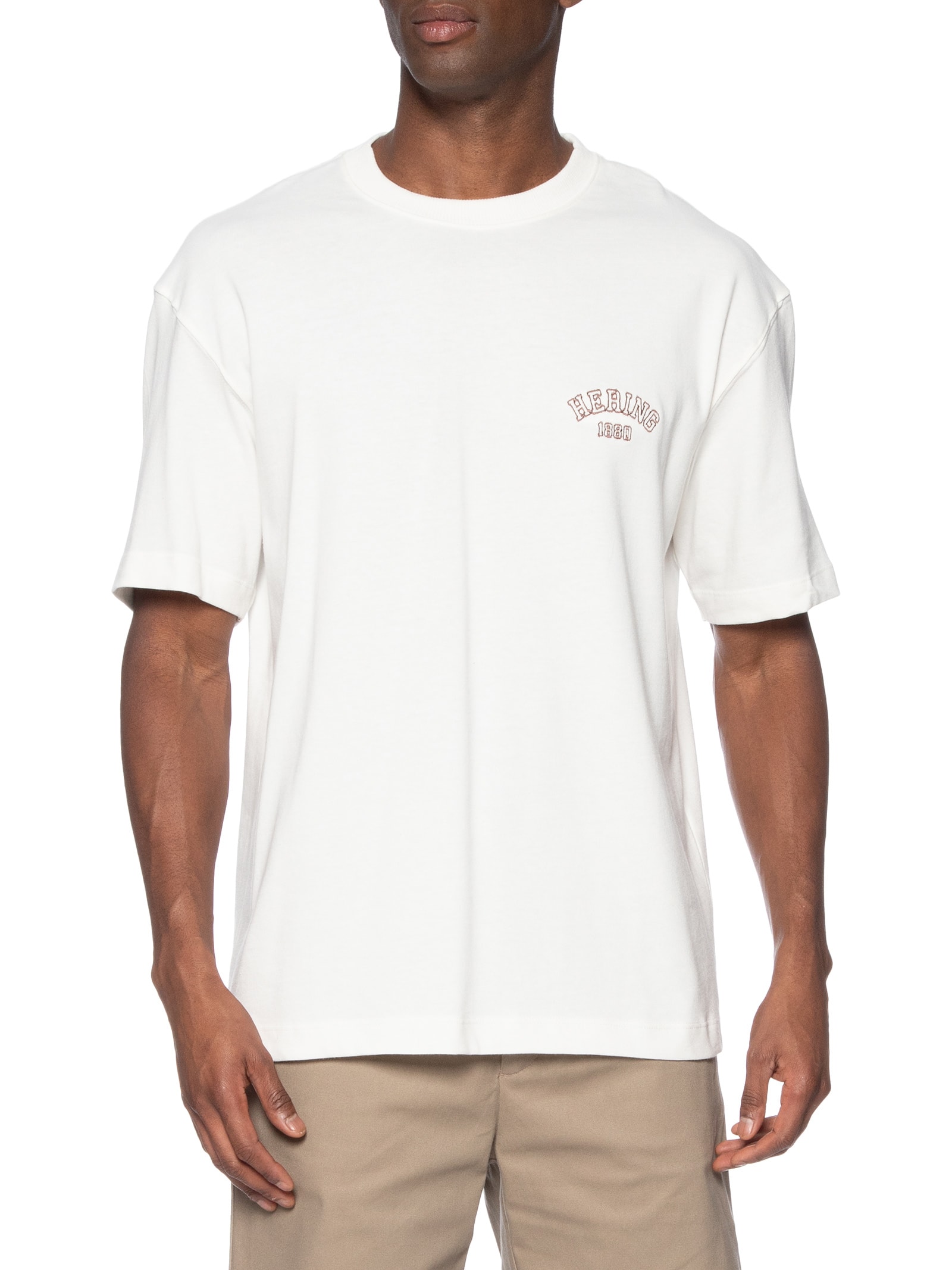 Camiseta Masculina Relaxed Fit Bordado Branco Hering