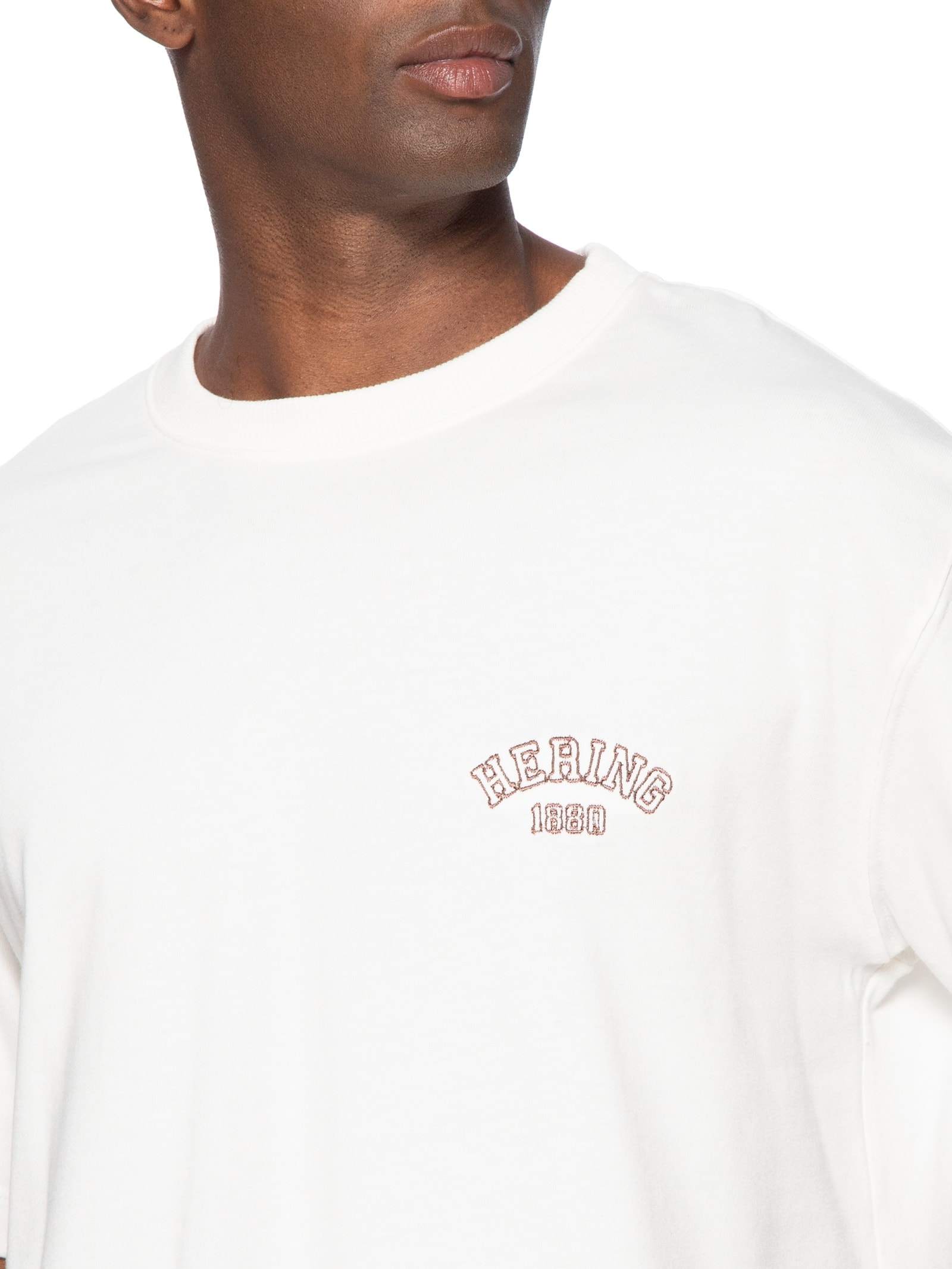 Hering - Camiseta Masculina Relaxed Fit Bordado - Branco