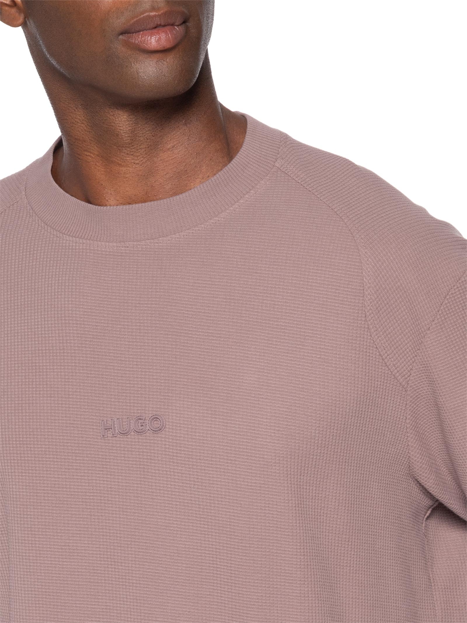 Camiseta Masculina Relaxed-Fit Crew Neck Daffl Marrom Hugo