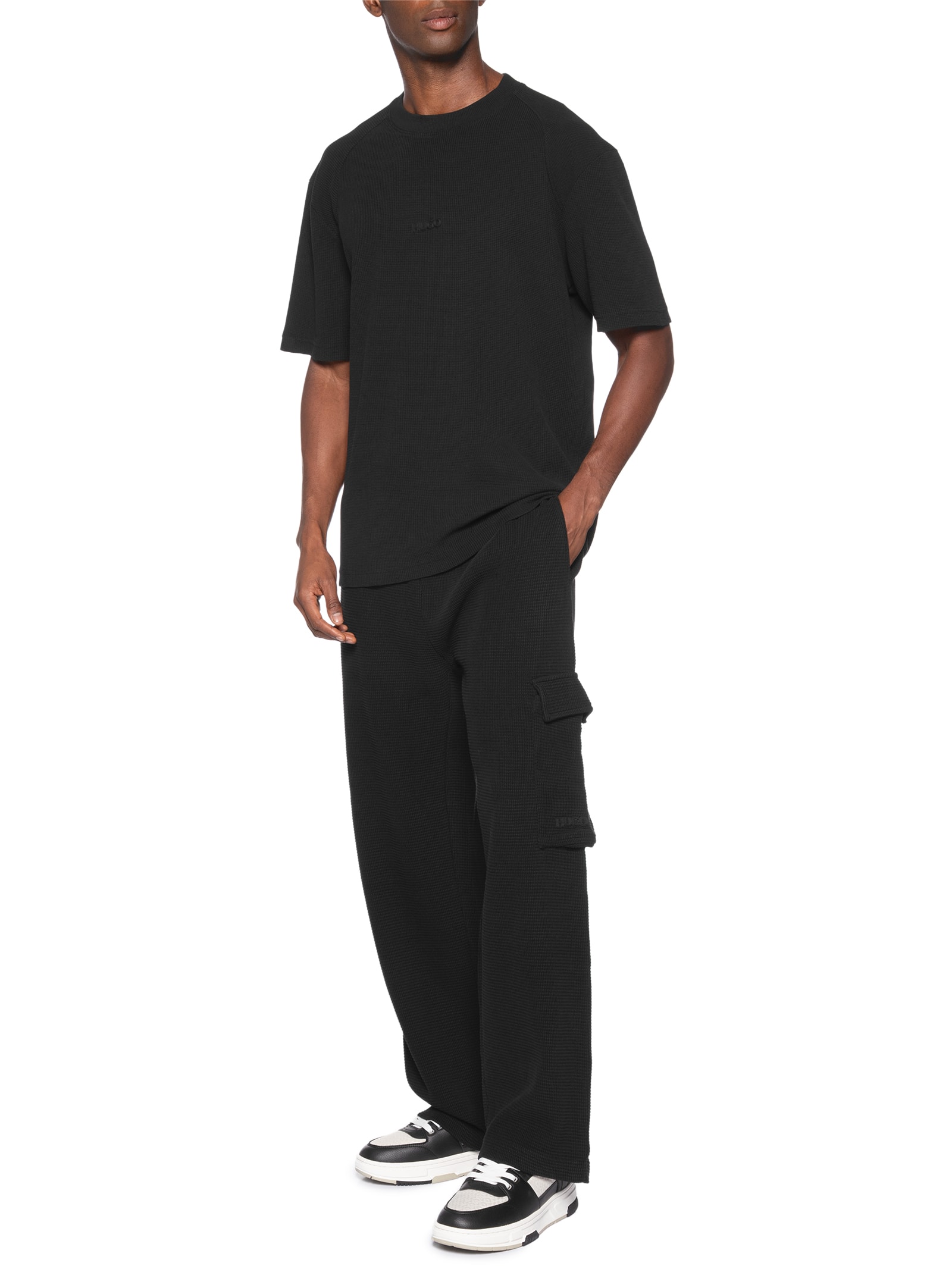 Camiseta Masculina Relaxed-Fit Crew Neck Daffl Preto Hugo