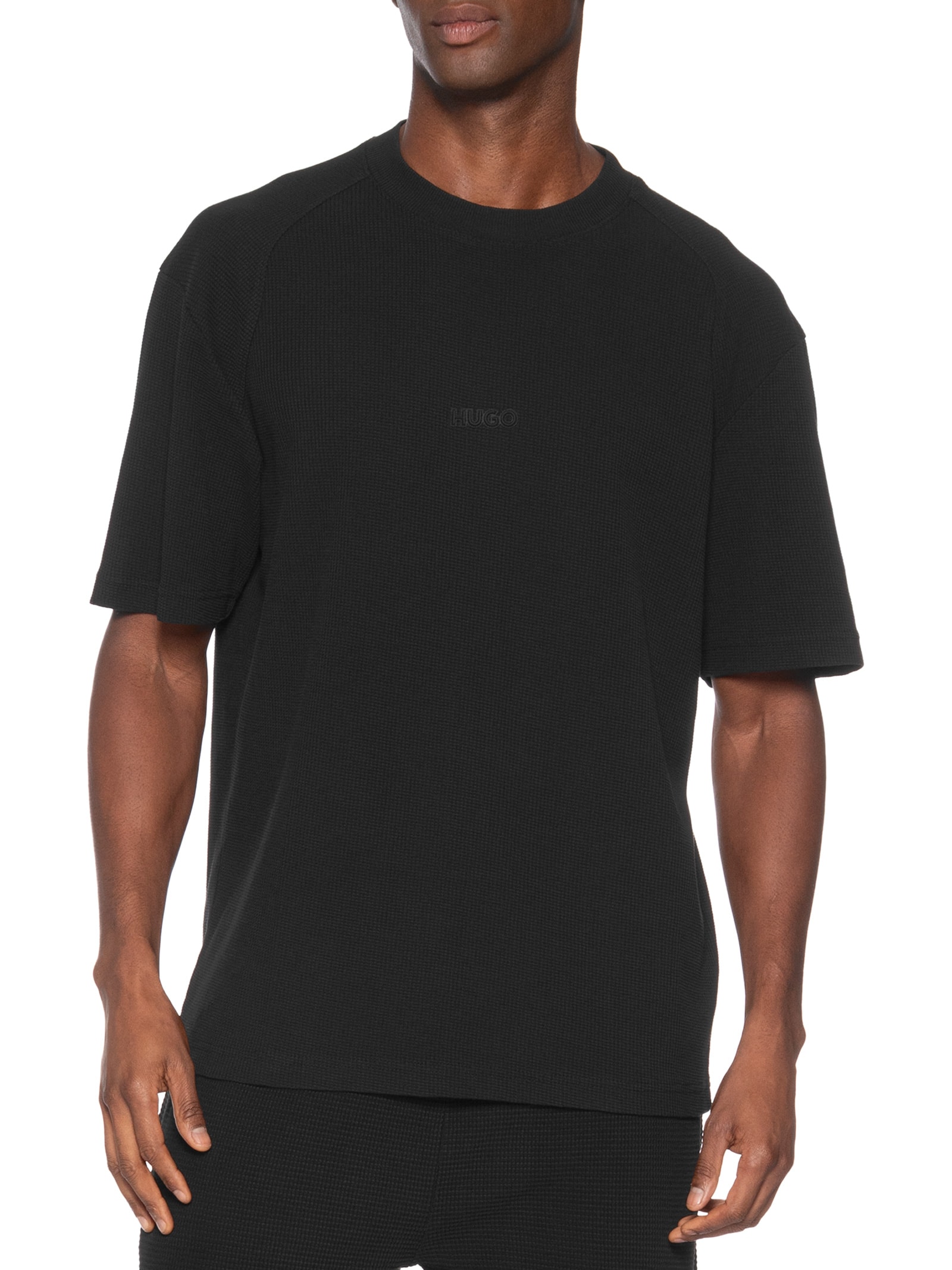 Camiseta Masculina Relaxed-Fit Crew Neck Daffl Preto Hugo