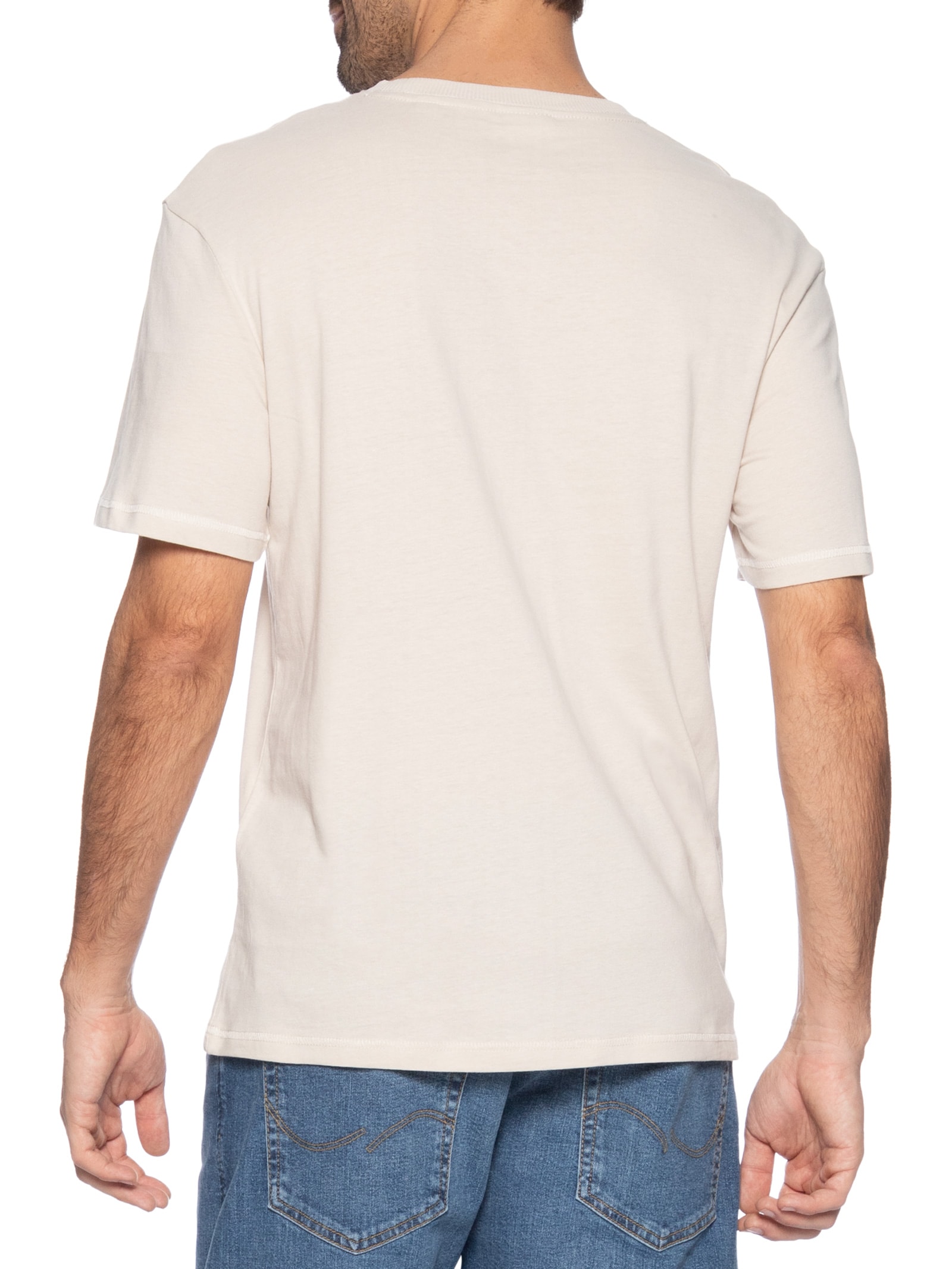 Camiseta Masculina Relaxed Fit Em Algodão Bege Jack & Jones