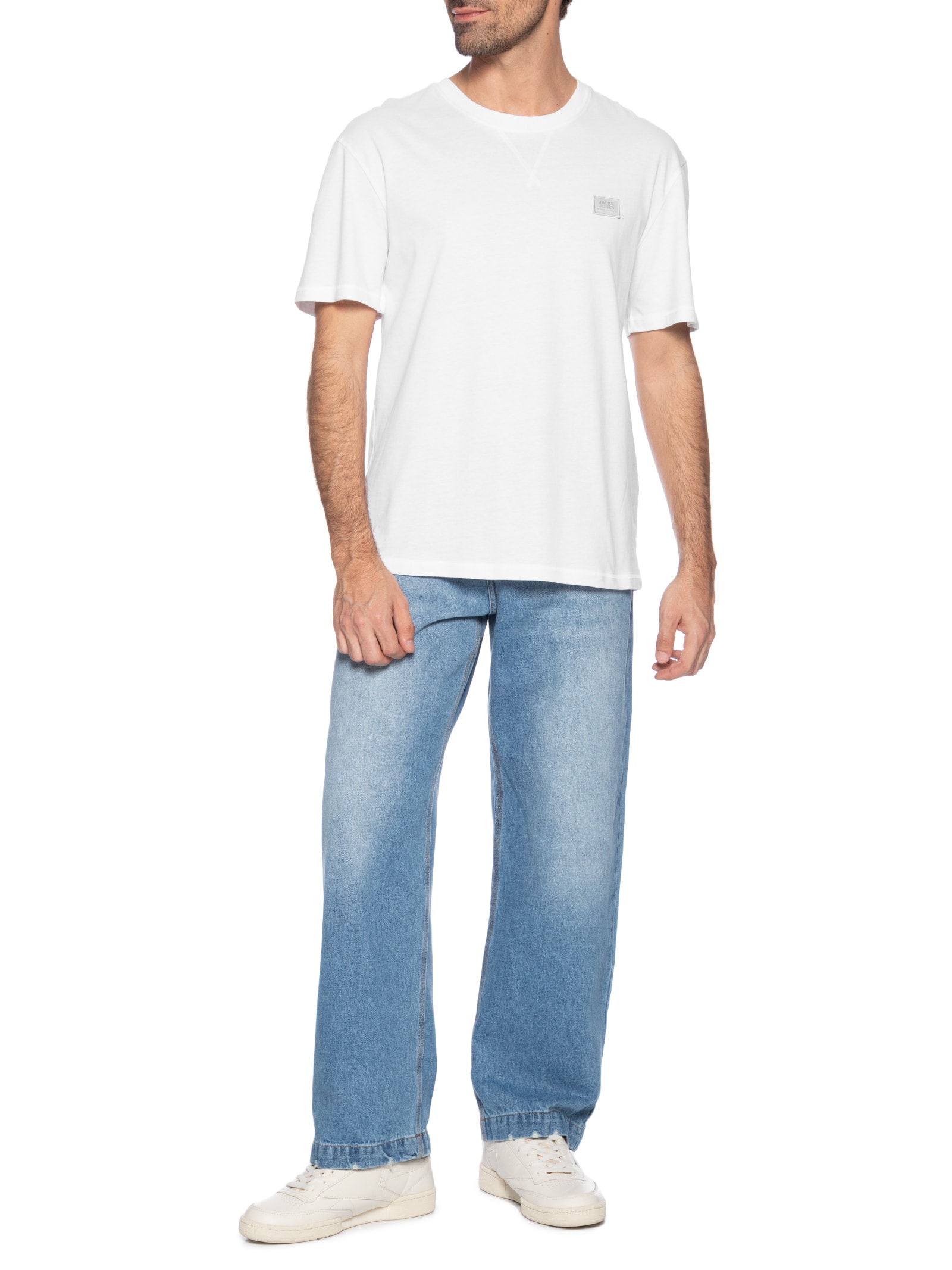 Camiseta Masculina Relaxed Fit Em Algodão Branco Jack & Jones