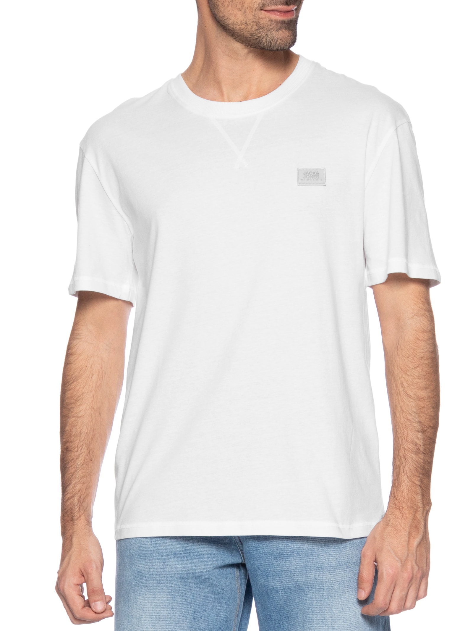 Camiseta Masculina Relaxed Fit Em Algodão Branco Jack & Jones