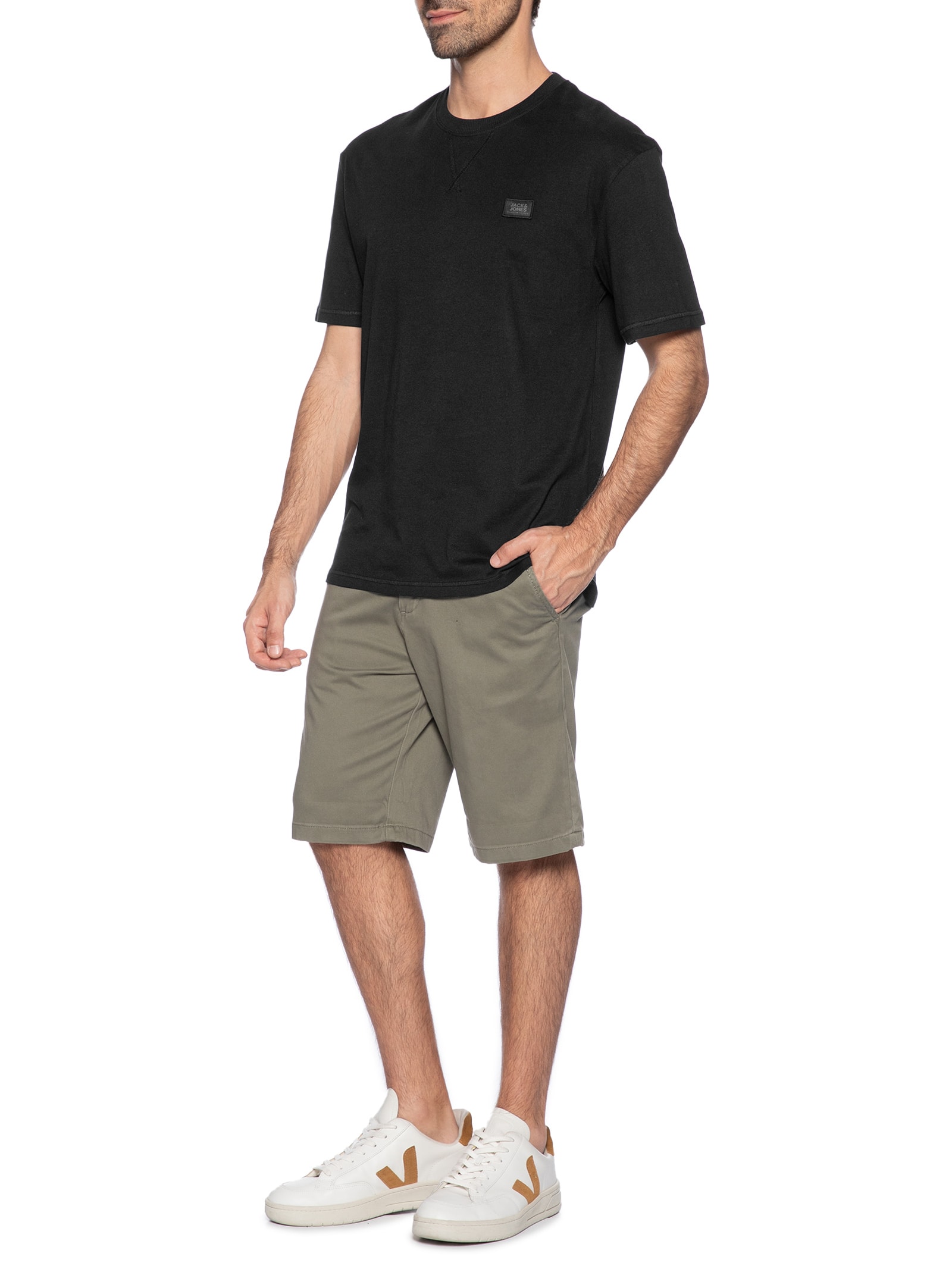 Camiseta Masculina Relaxed Fit Em Algodão Preto Jack & Jones