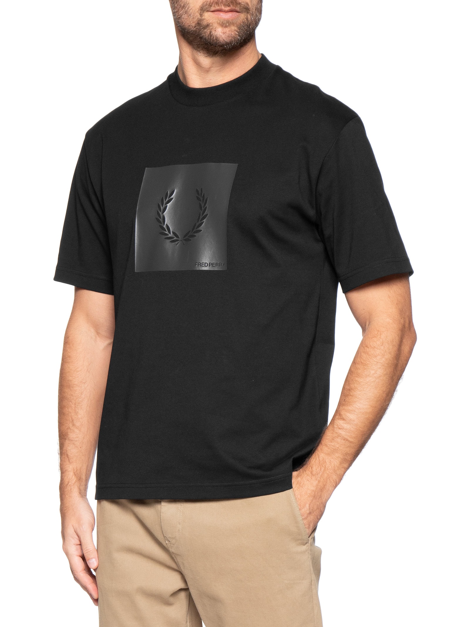 Camiseta Masculina Relaxed Fit Estampa Box Preto Fred Perry