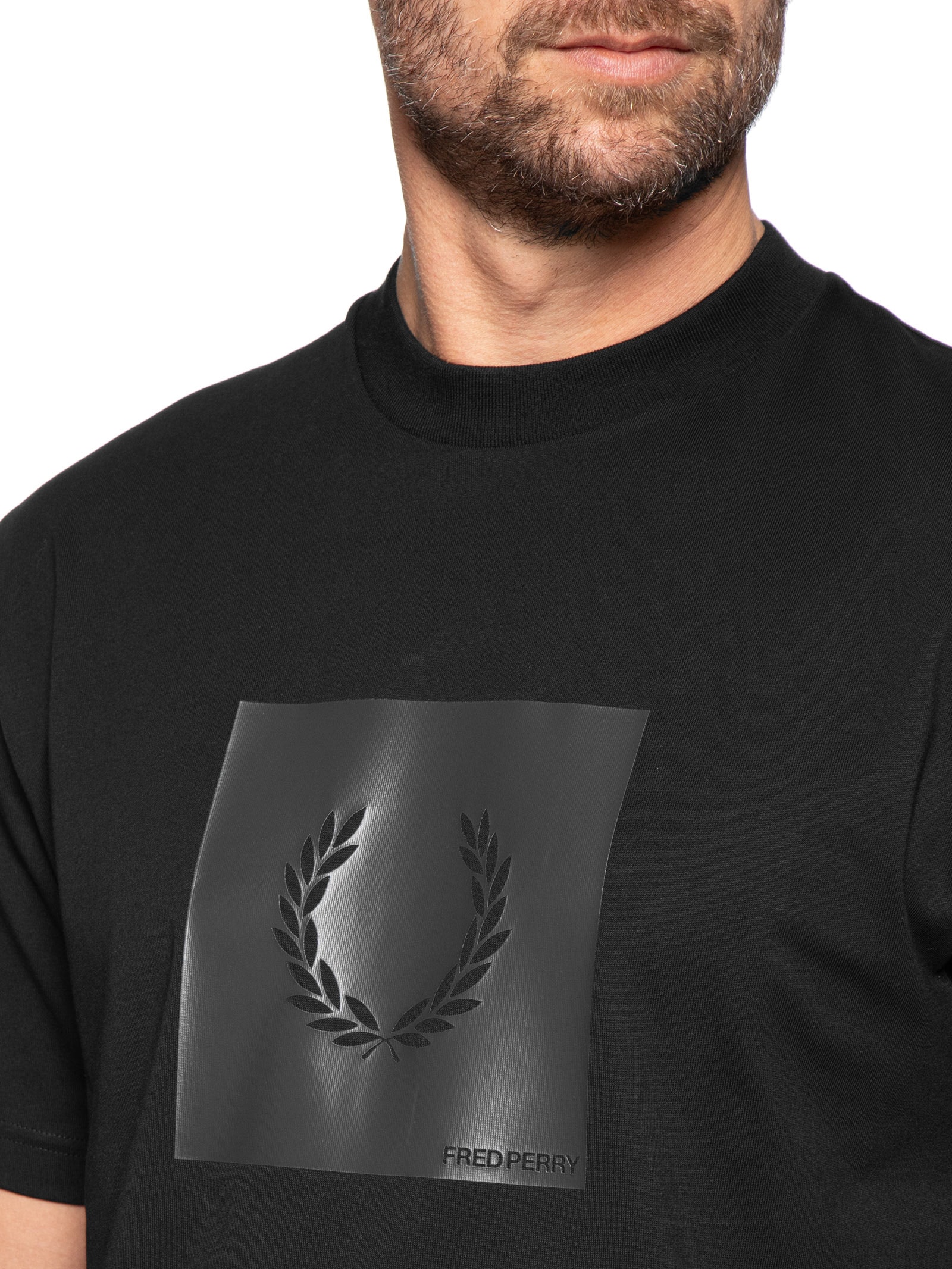 Camiseta Masculina Relaxed Fit Estampa Box Preto Fred Perry