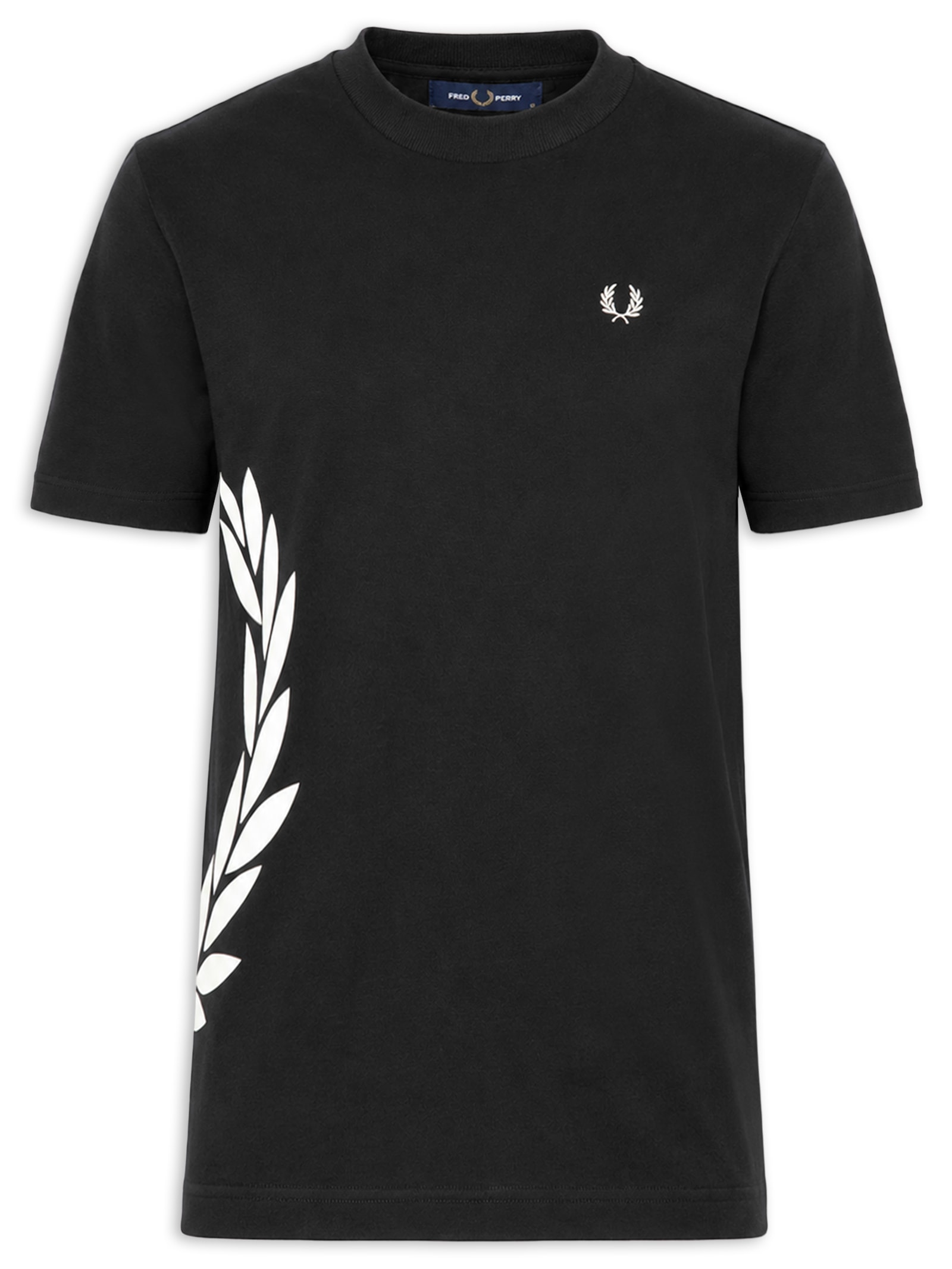Camiseta Masculina Relaxed Fit Estampa Coroa De Louros Preto Fred Perry