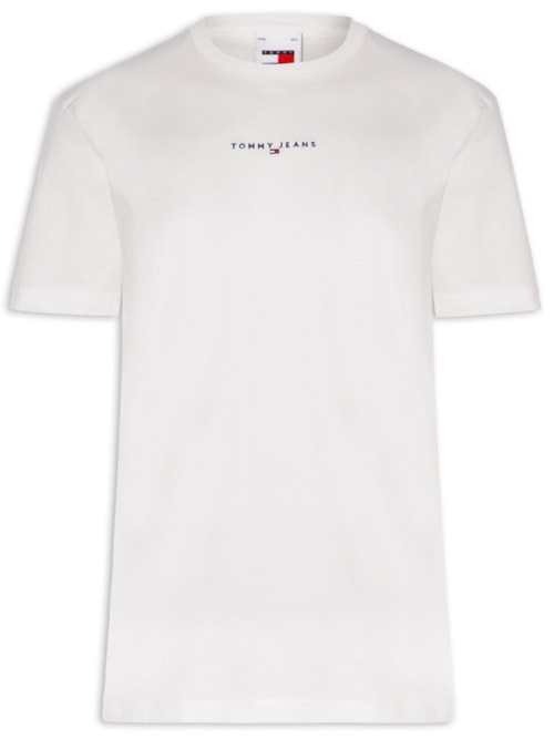 Camiseta Masculina Relaxed Fit Linear Logo – Branco