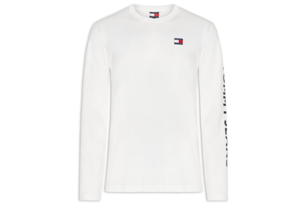 Camiseta Masculina Relaxed Fit Manga Longa - Branco