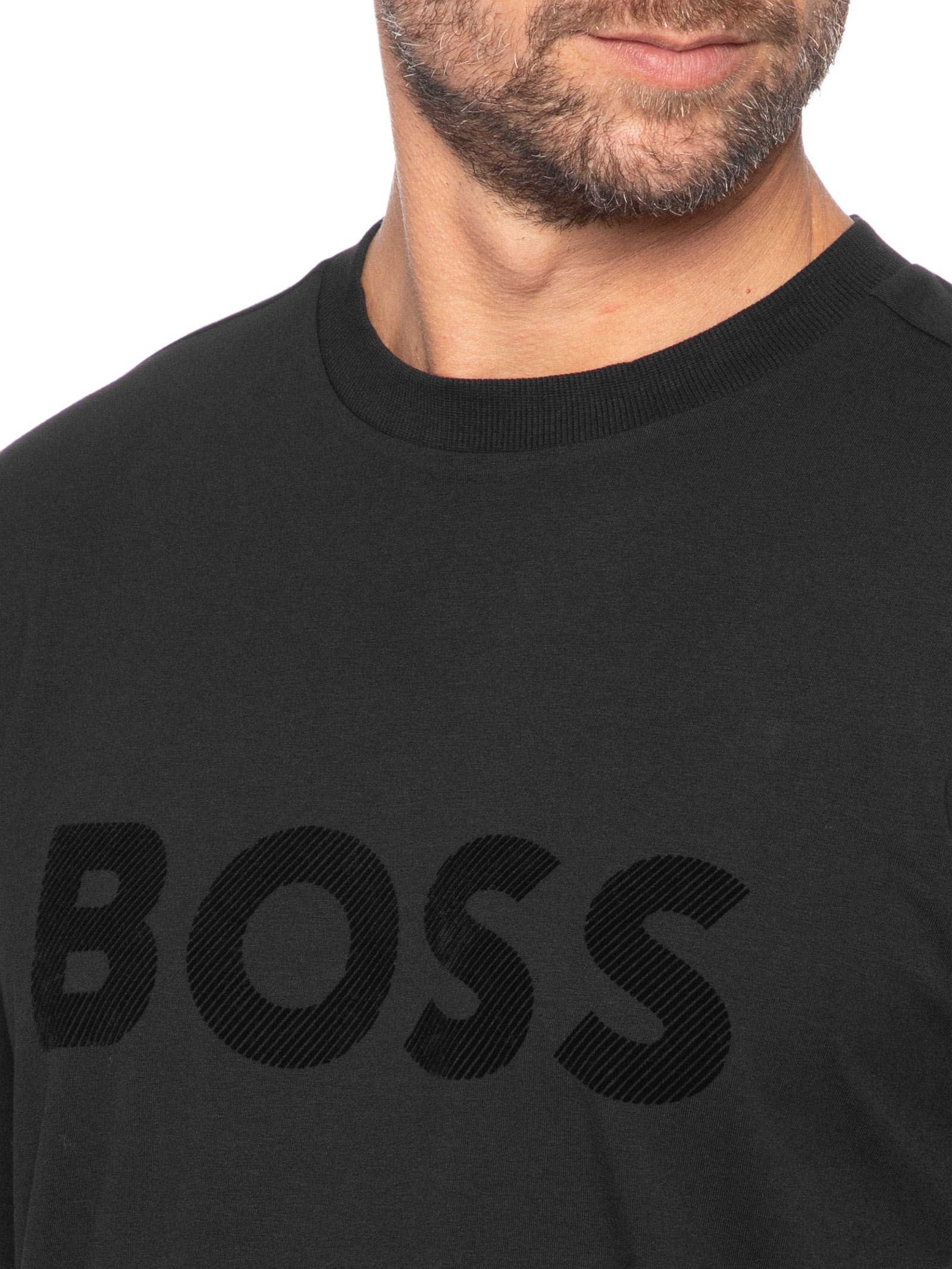 Camiseta Masculina Relaxed Fit Stretch Cotton Ts Iconic Logo Preto Boss