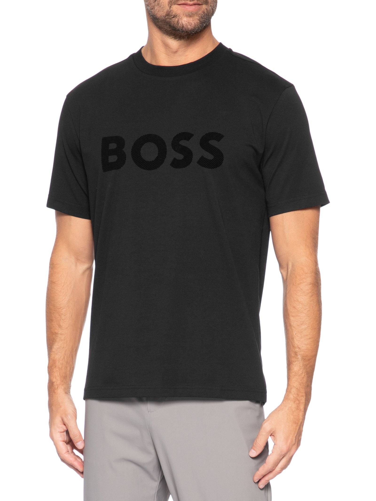 Camiseta Masculina Relaxed Fit Stretch Cotton Ts Iconic Logo Preto Boss