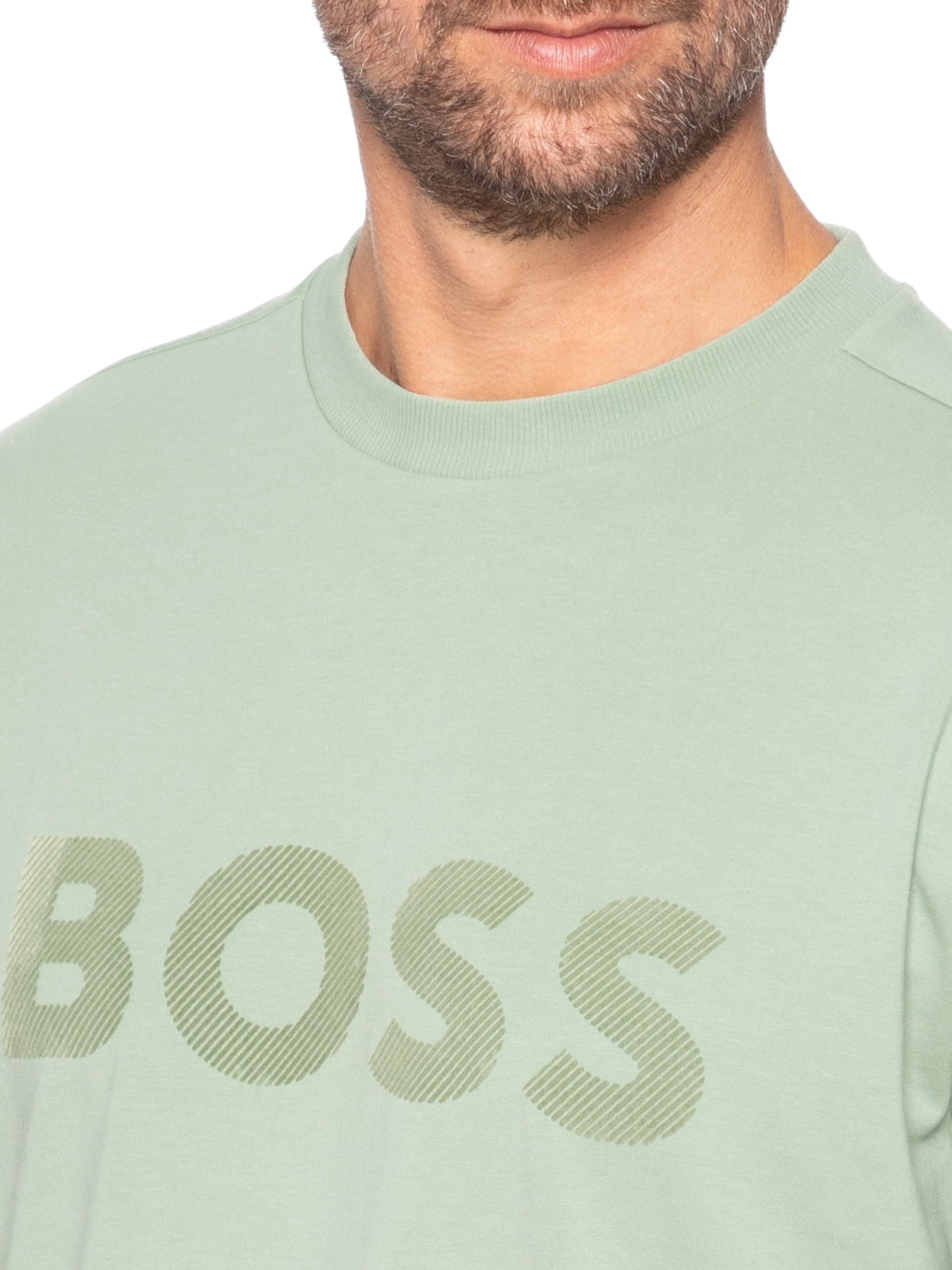 Camiseta Masculina Relaxed Fit Stretch Cotton Ts Iconic Logo Verde Boss