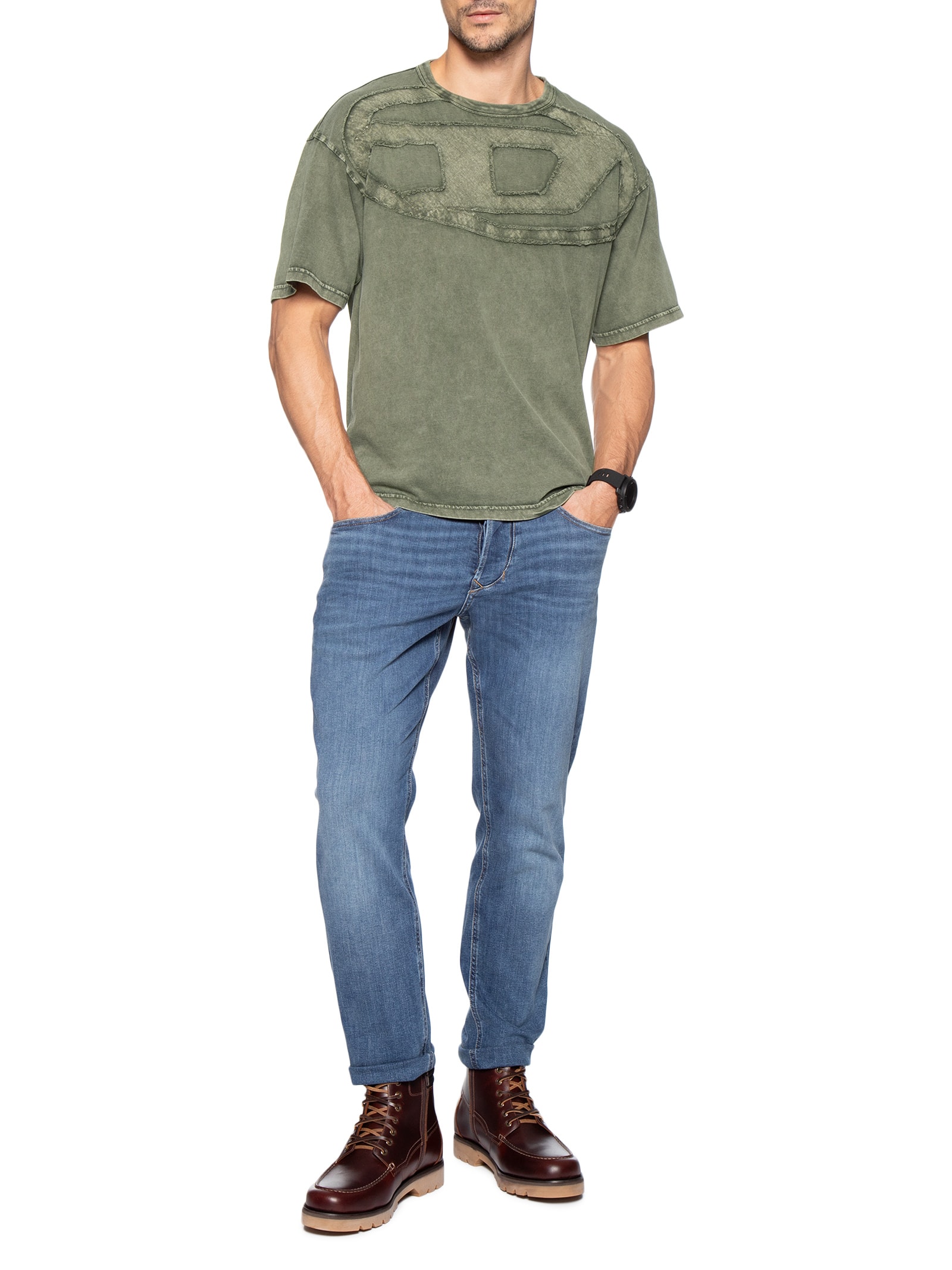 Camiseta Masculina Relaxed Fit T-Boxt-De Verde Diesel