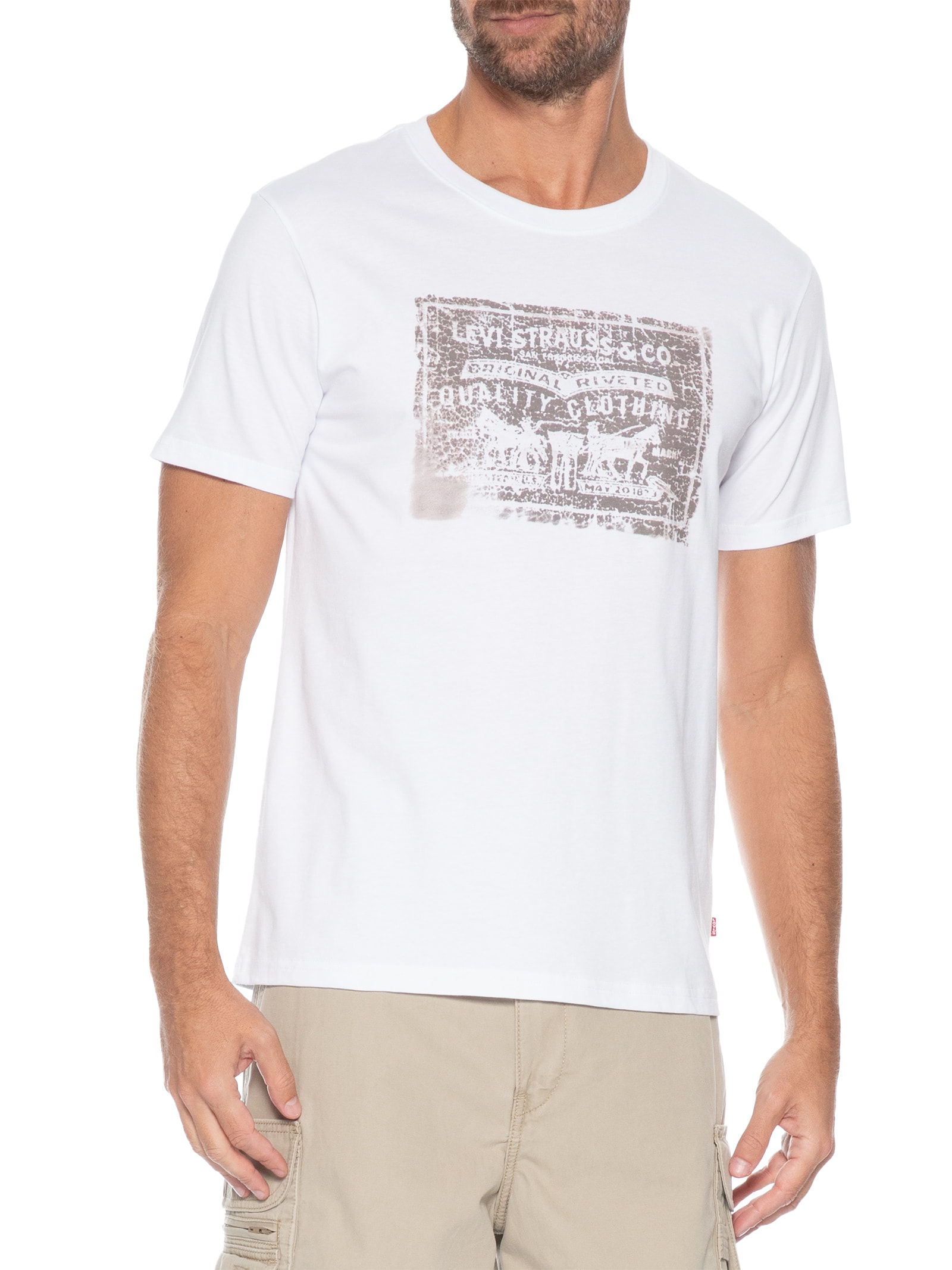 Camiseta Masculina Relaxed Fit Two Horse Branco Levi's