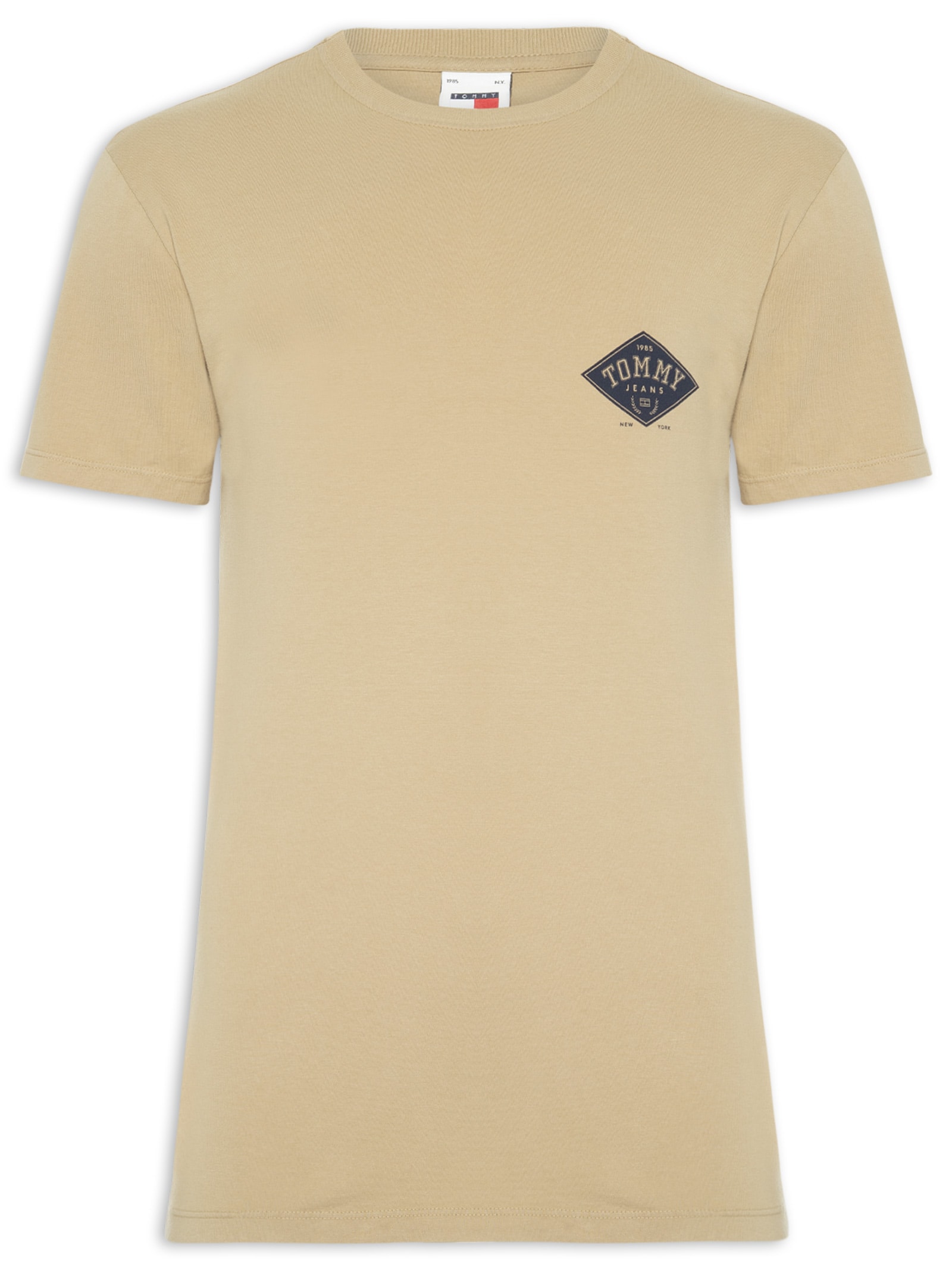 Camiseta Masculina Relaxed Fit Varsity Bege Tommy Jeans