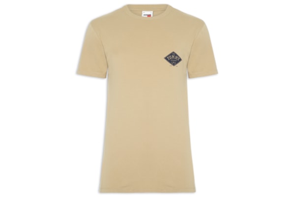 Camiseta Masculina Relaxed Fit Varsity - Bege