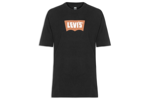 Camiseta Masculina Relaxed Fit Vintage Batwing Logo  - Preto